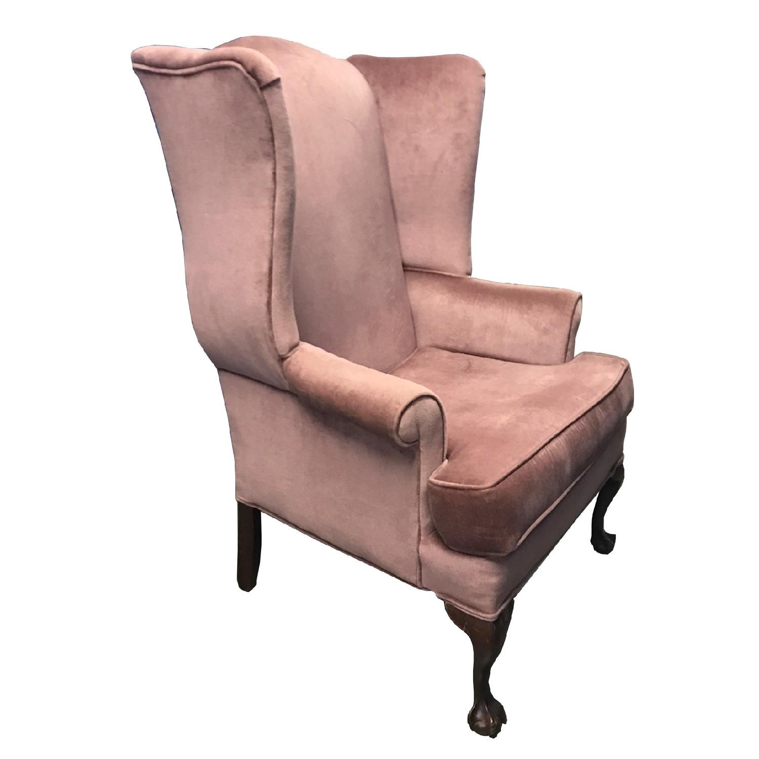 Vintage Wingback Chair w/ Wood Claw Feet - image-6