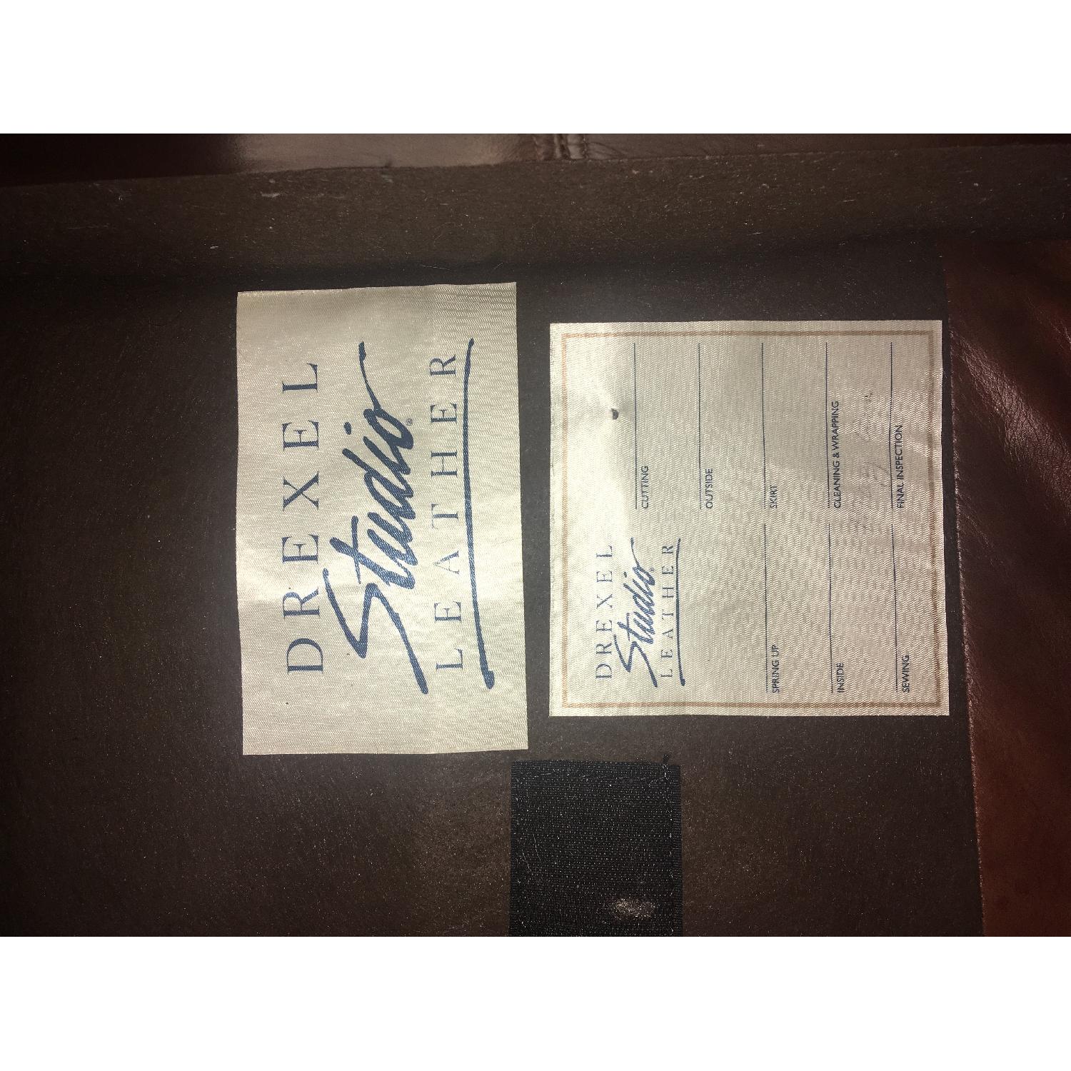 Overstuffed Brown Leather Sofa w/ Nail Stud Detail - image-8