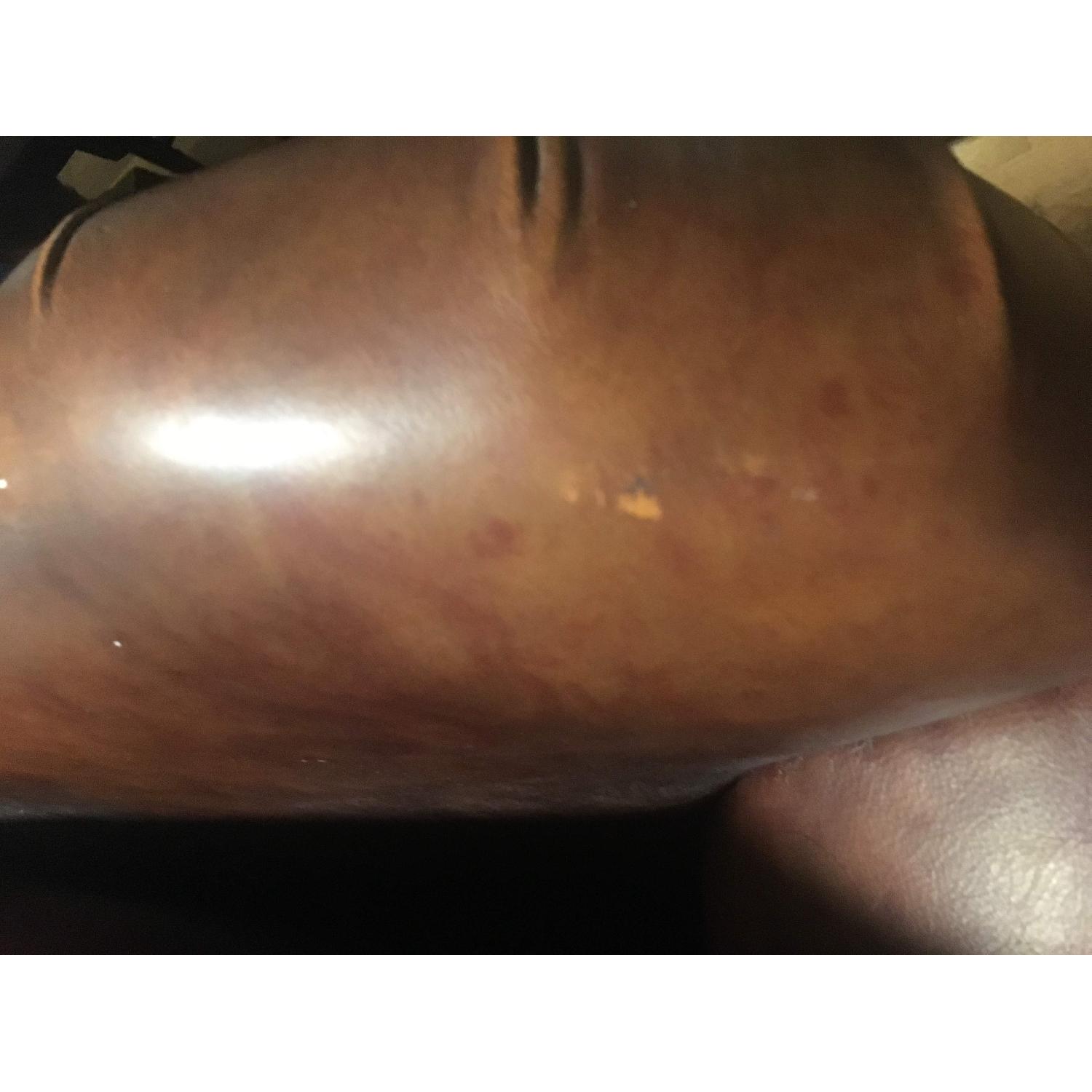 Overstuffed Brown Leather Sofa w/ Nail Stud Detail - image-10