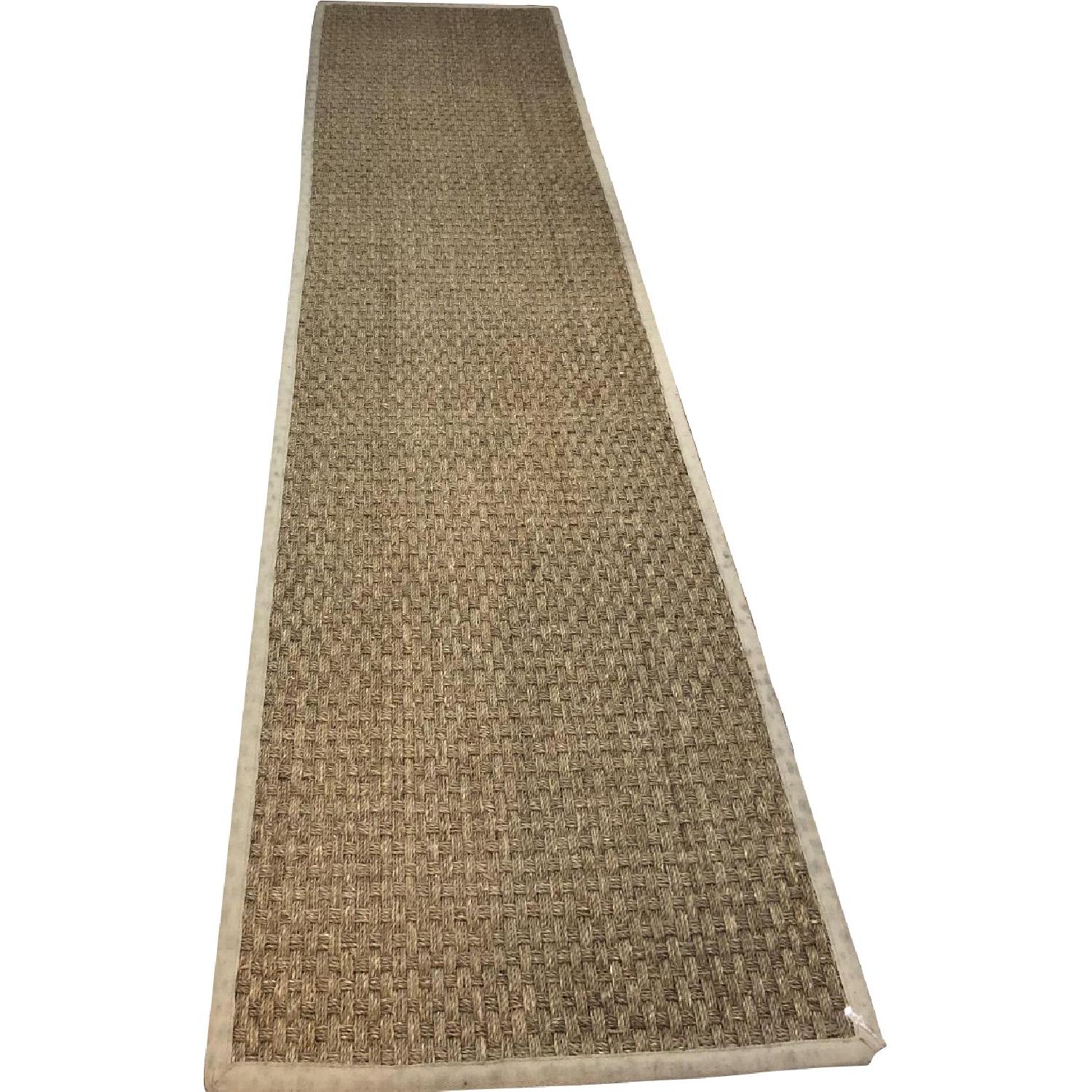 Wool Runner Rug Natural Natural Fiber Woven Runner Rug - AptDeco