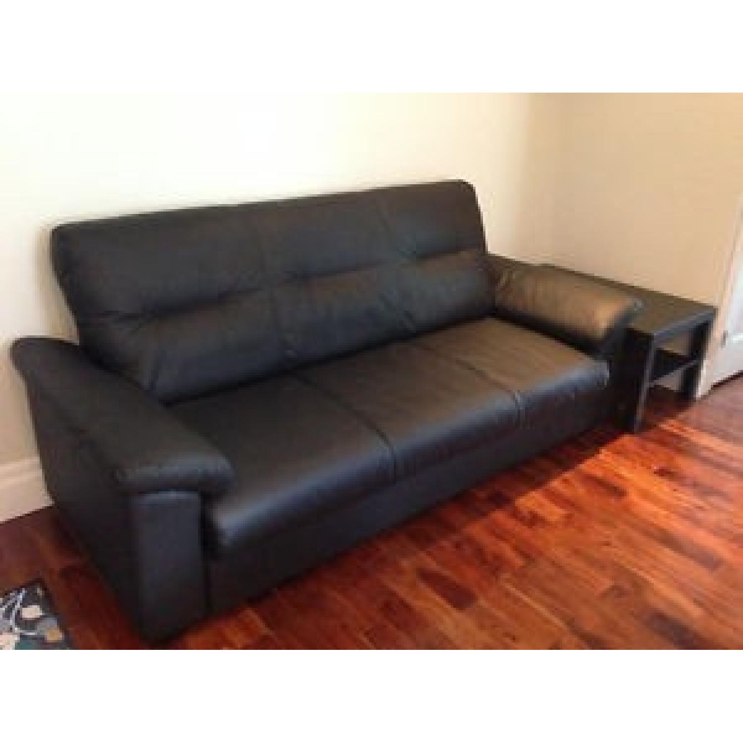 Ikea Knislinge Faux Black Leather Sofa AptDeco