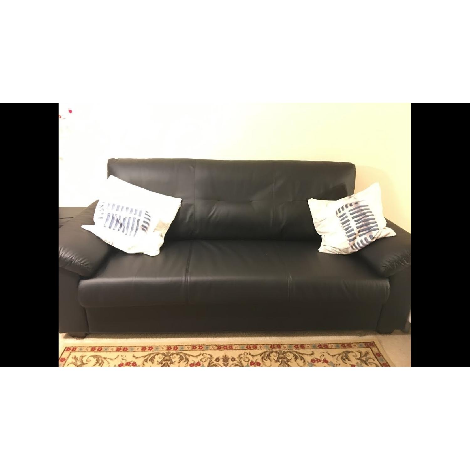 Ikea Knislinge Faux Black Leather Sofa - image-2