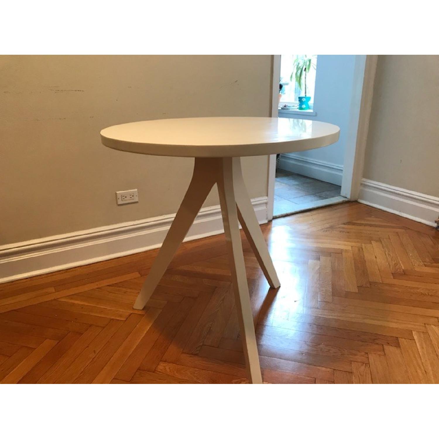 West Elm Tripod Table w/ 2 Scoop Back Chairs - image-2