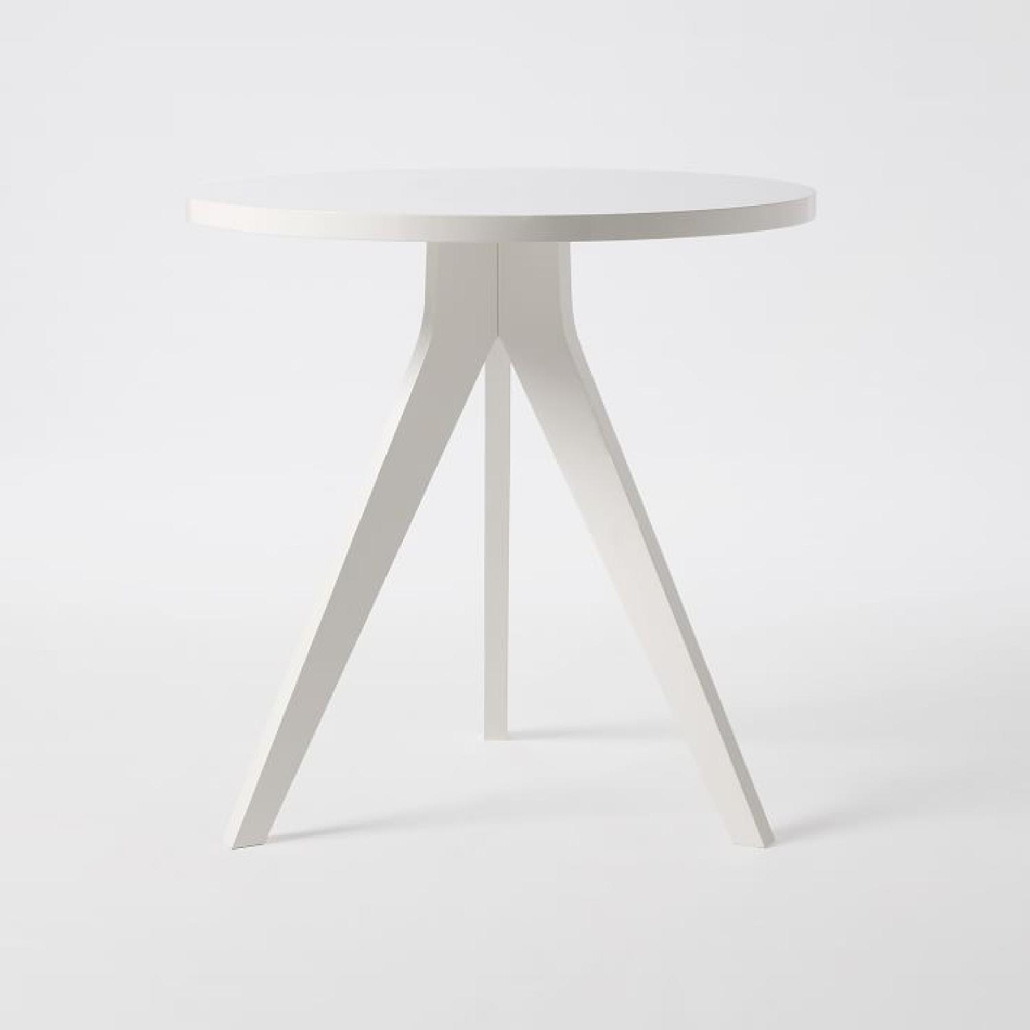 West Elm Tripod Table w/ 2 Scoop Back Chairs - image-5