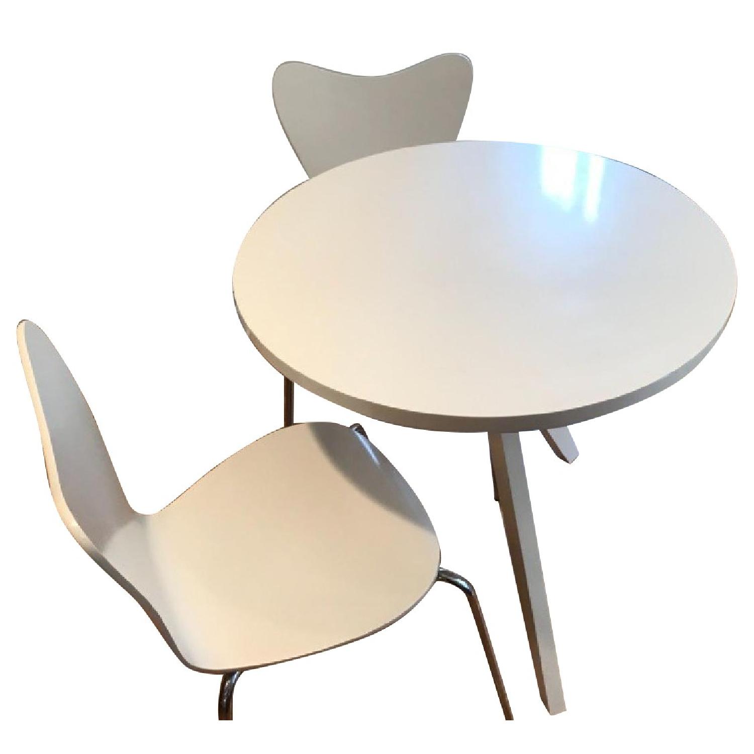West Elm Tripod Table w/ 2 Scoop Back Chairs - image-0