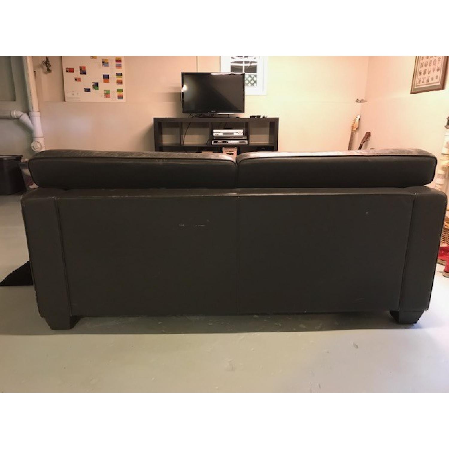 Grey Leather Loveseat - image-2