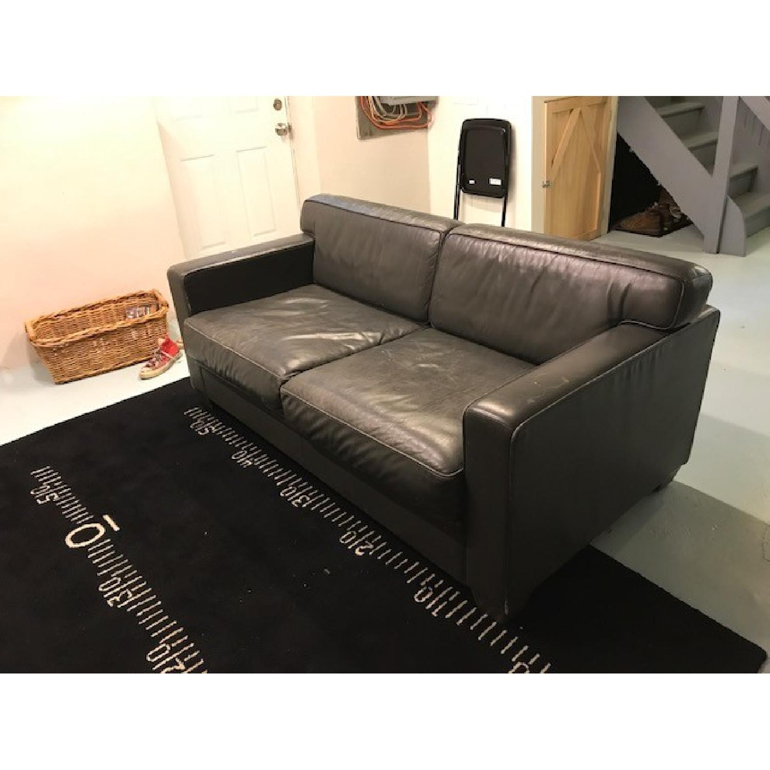 Grey Leather Loveseat - image-3