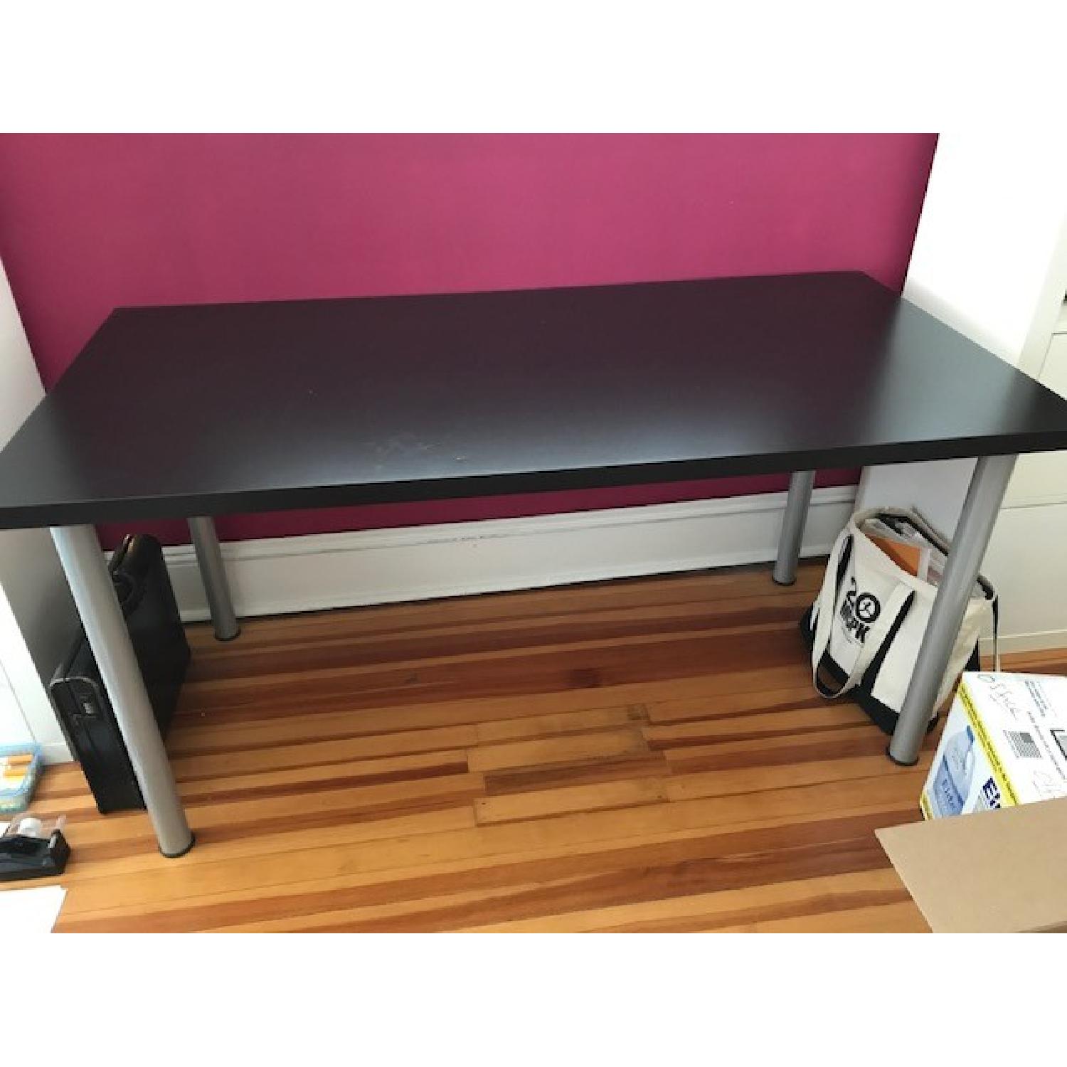 Ikea Black Wood Office Desk AptDeco