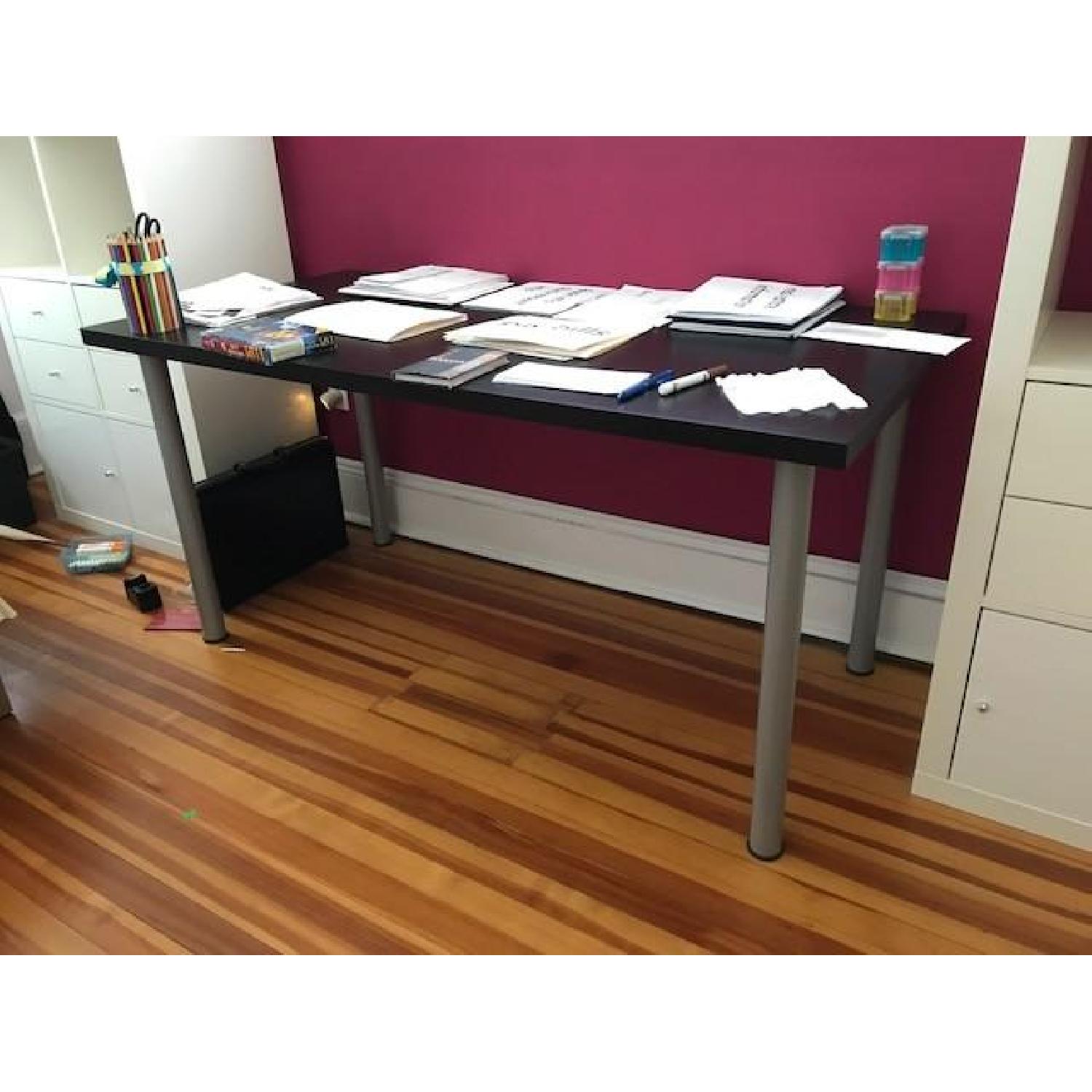 Ikea Black Wood Office Desk AptDeco