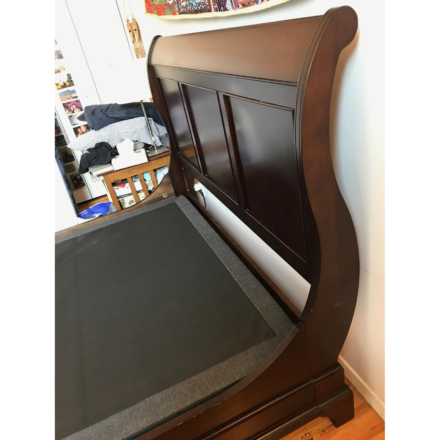 Macys Solid Wood Sleigh Queen Bed - AptDeco