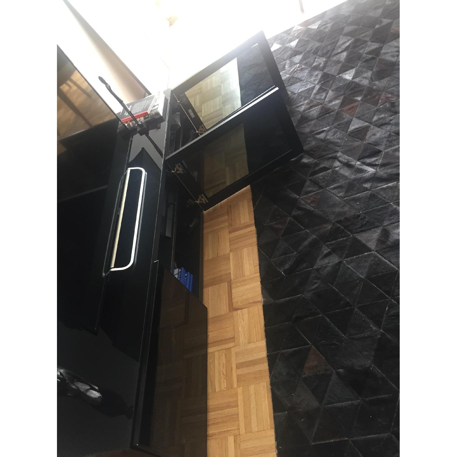 Ikea Besta TV Unit w/ Doors in High Gloss Black - image-3