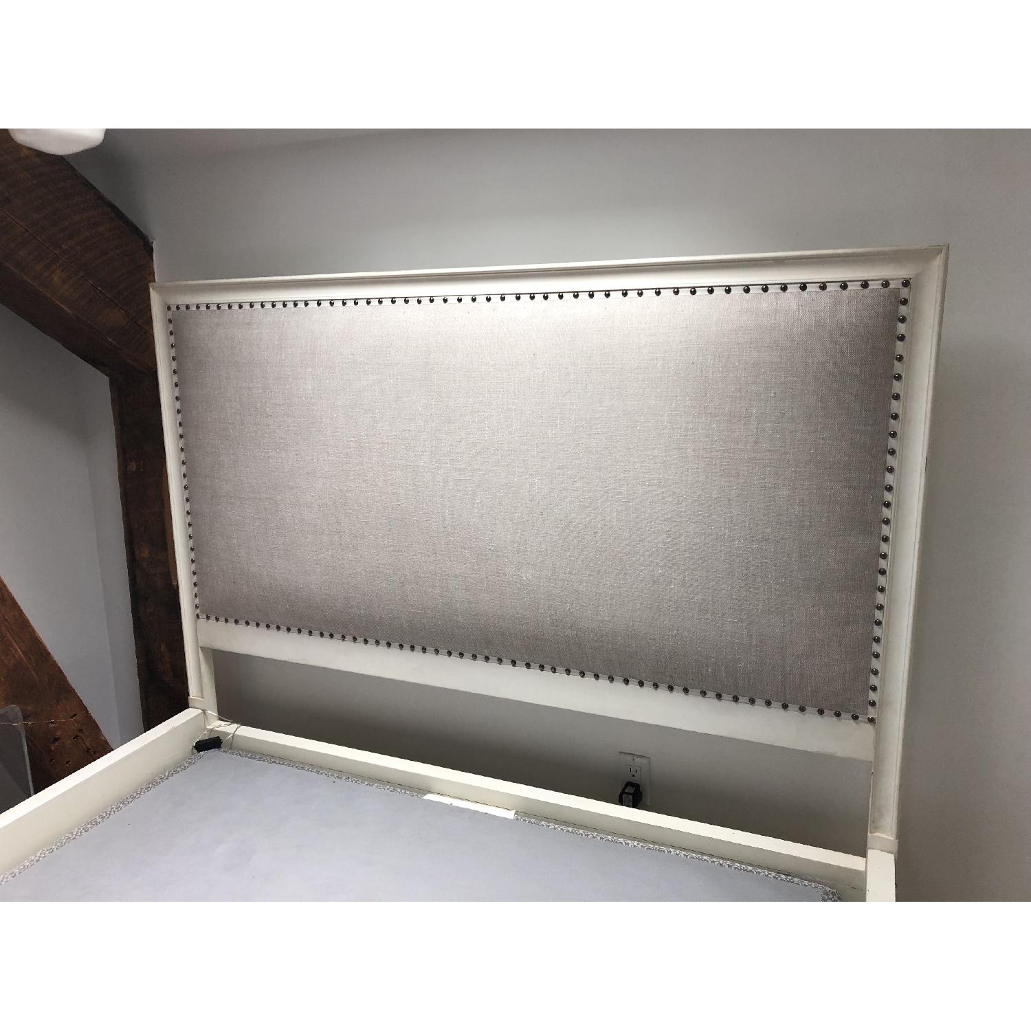 Restoration Hardware Antiqued White Queen Bed Frame - image-1