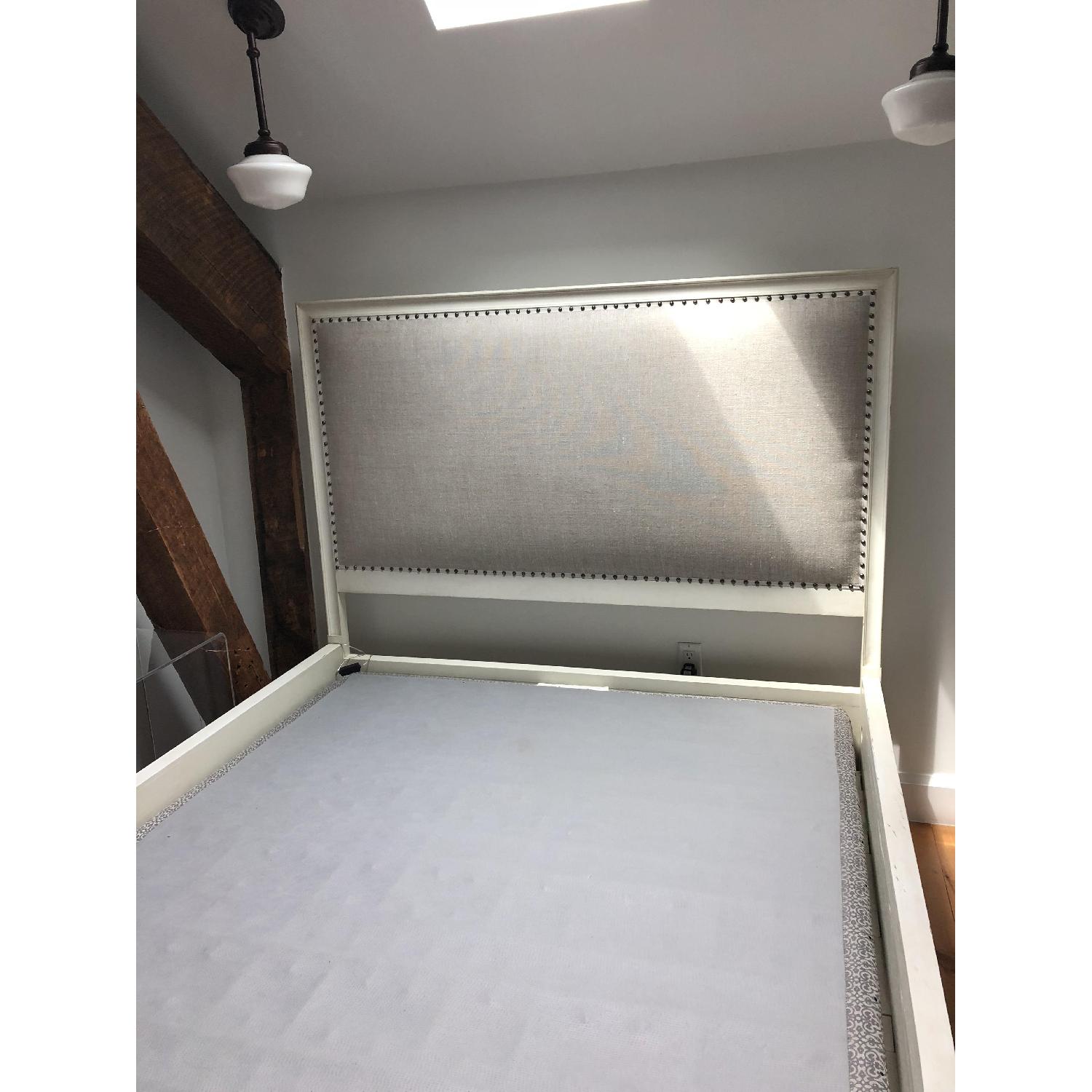 Restoration Hardware Antiqued White Queen Bed Frame - image-3