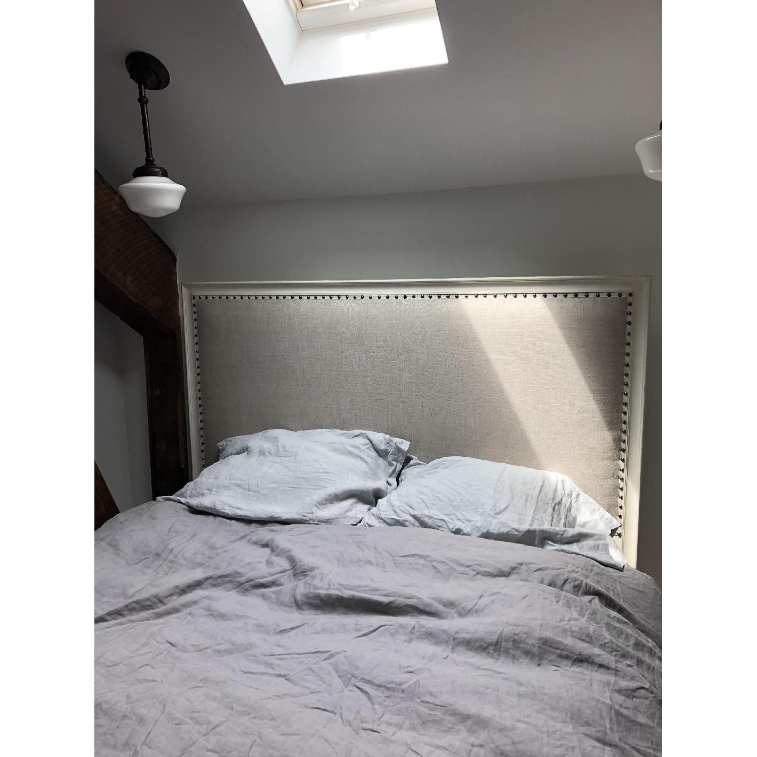 Restoration Hardware Antiqued White Queen Bed Frame - image-9