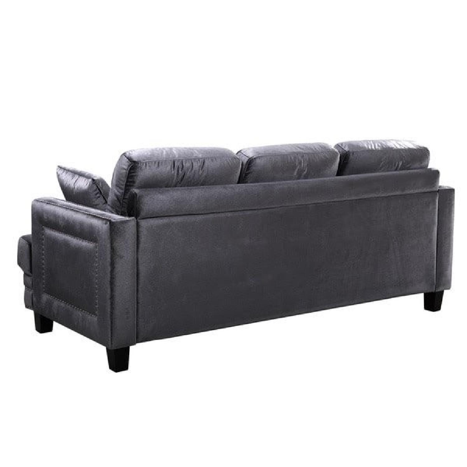 Meridian Furniture Gray Velvet Nailhead Sofa - image-2