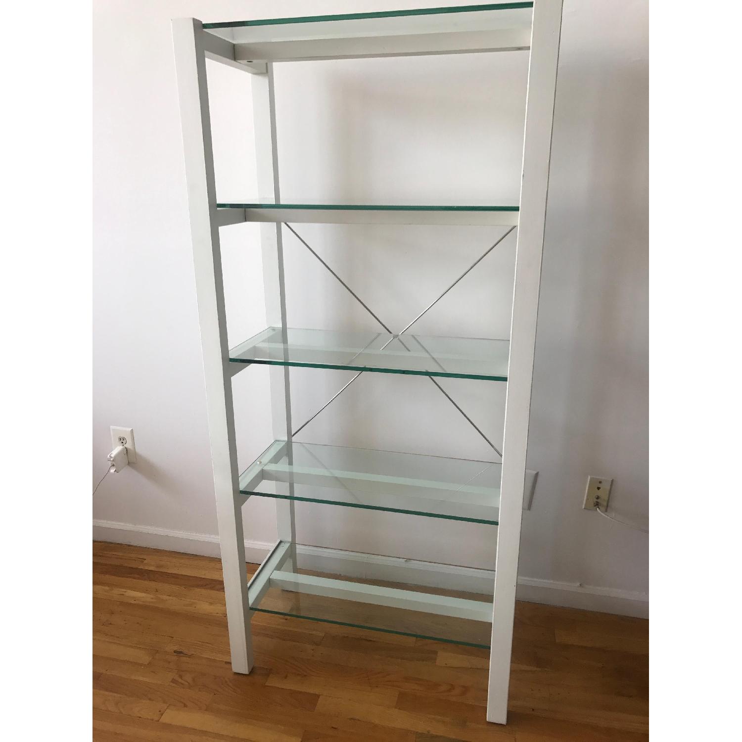 5 Glass Shelves White Bookshelf - image-1