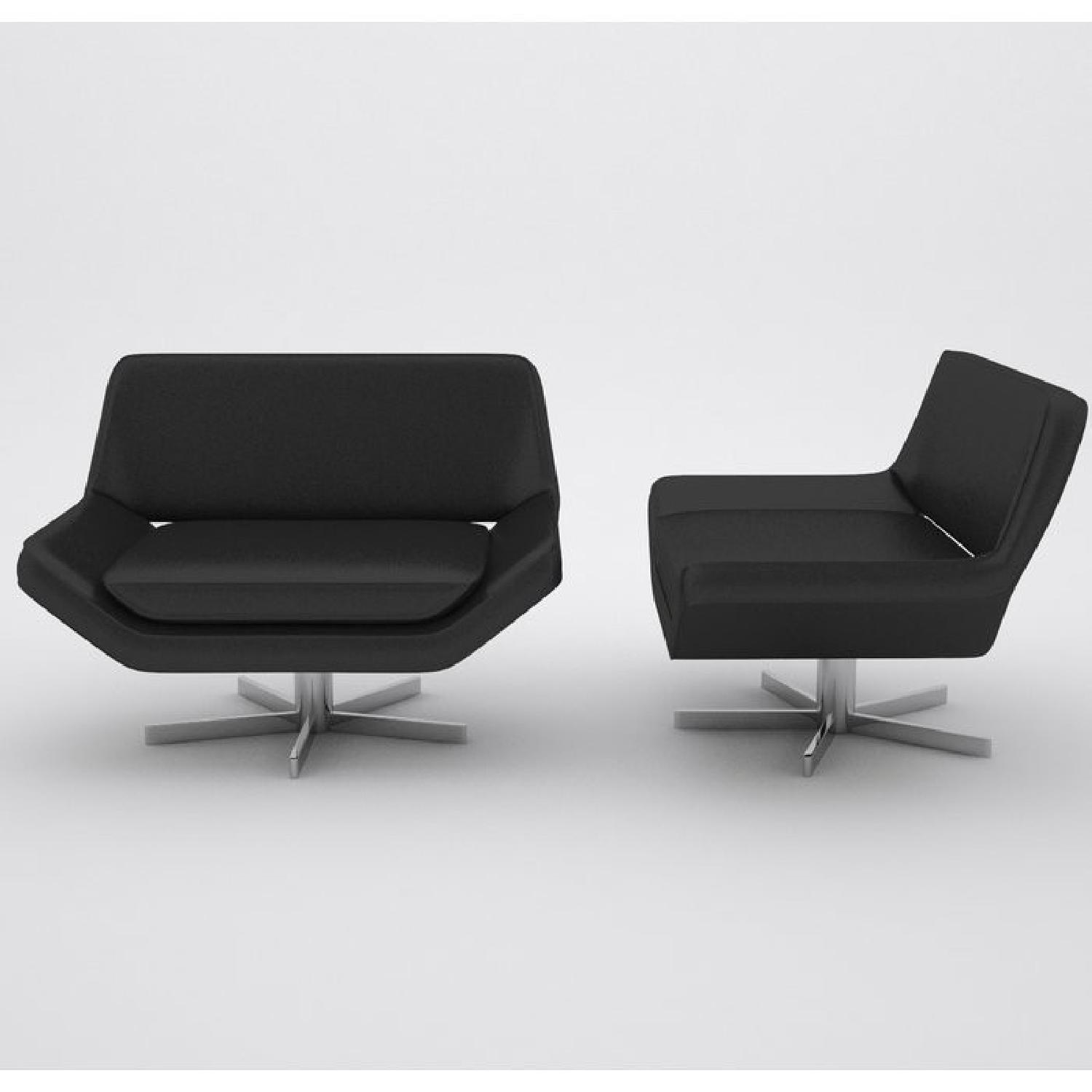Wade Logan Black Leather Swivel Chair - image-3