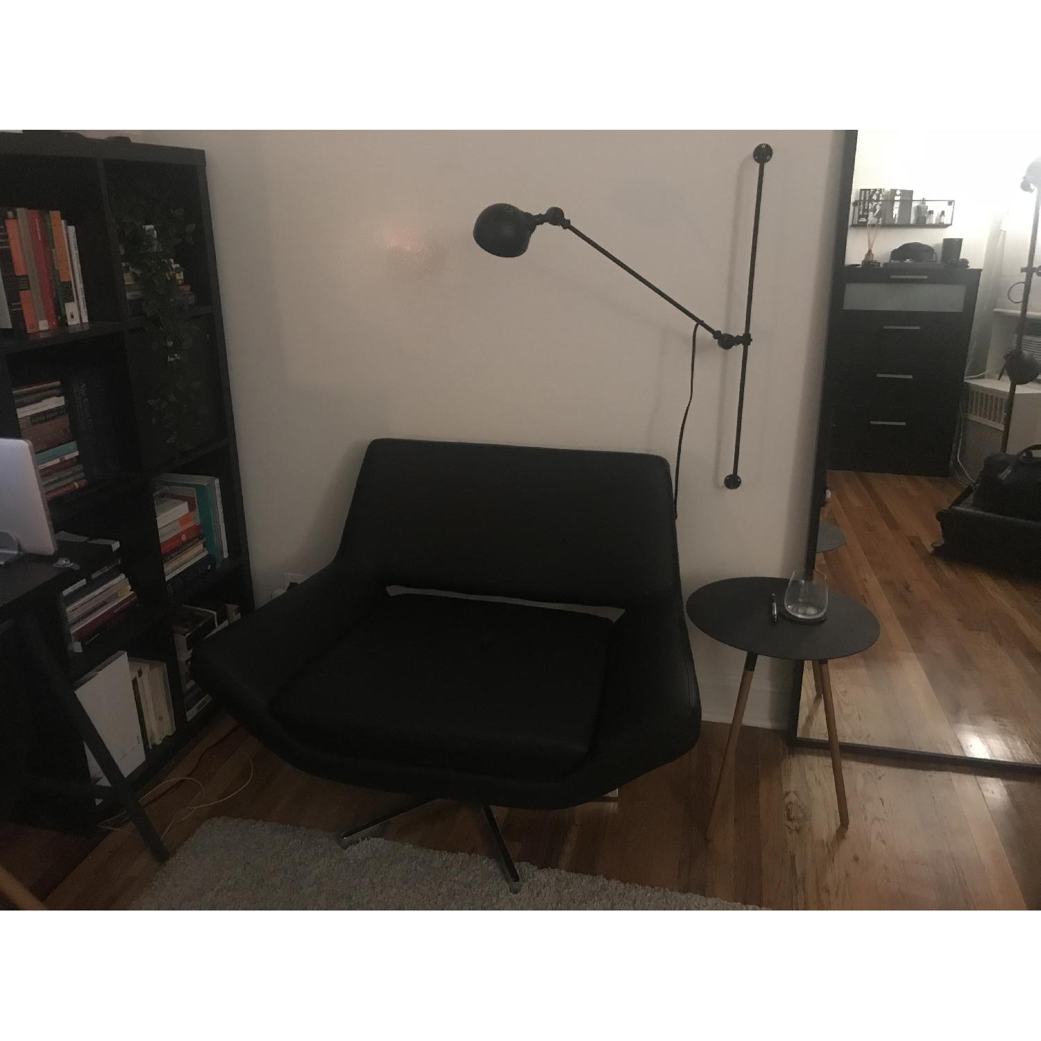 Wade Logan Black Leather Swivel Chair - image-4
