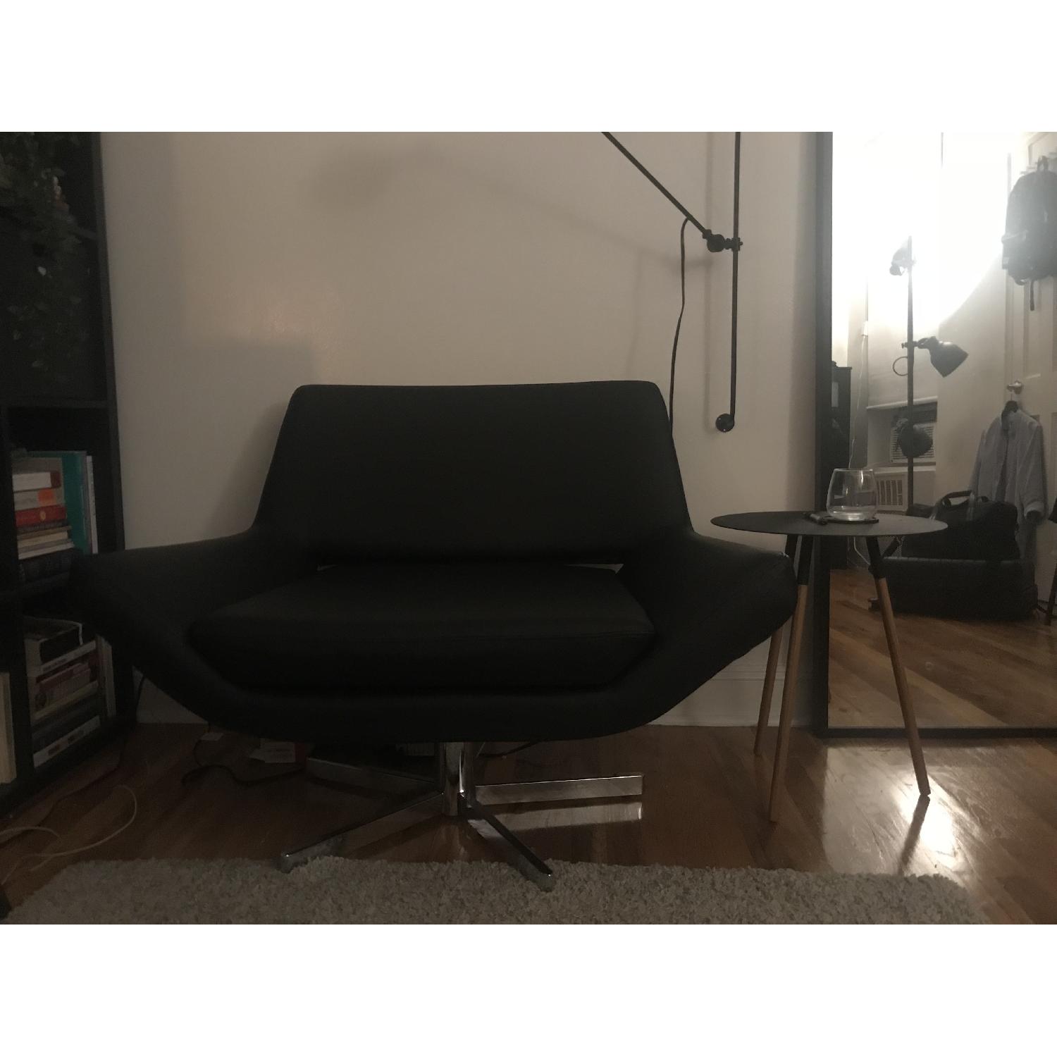 Wade Logan Black Leather Swivel Chair - image-5