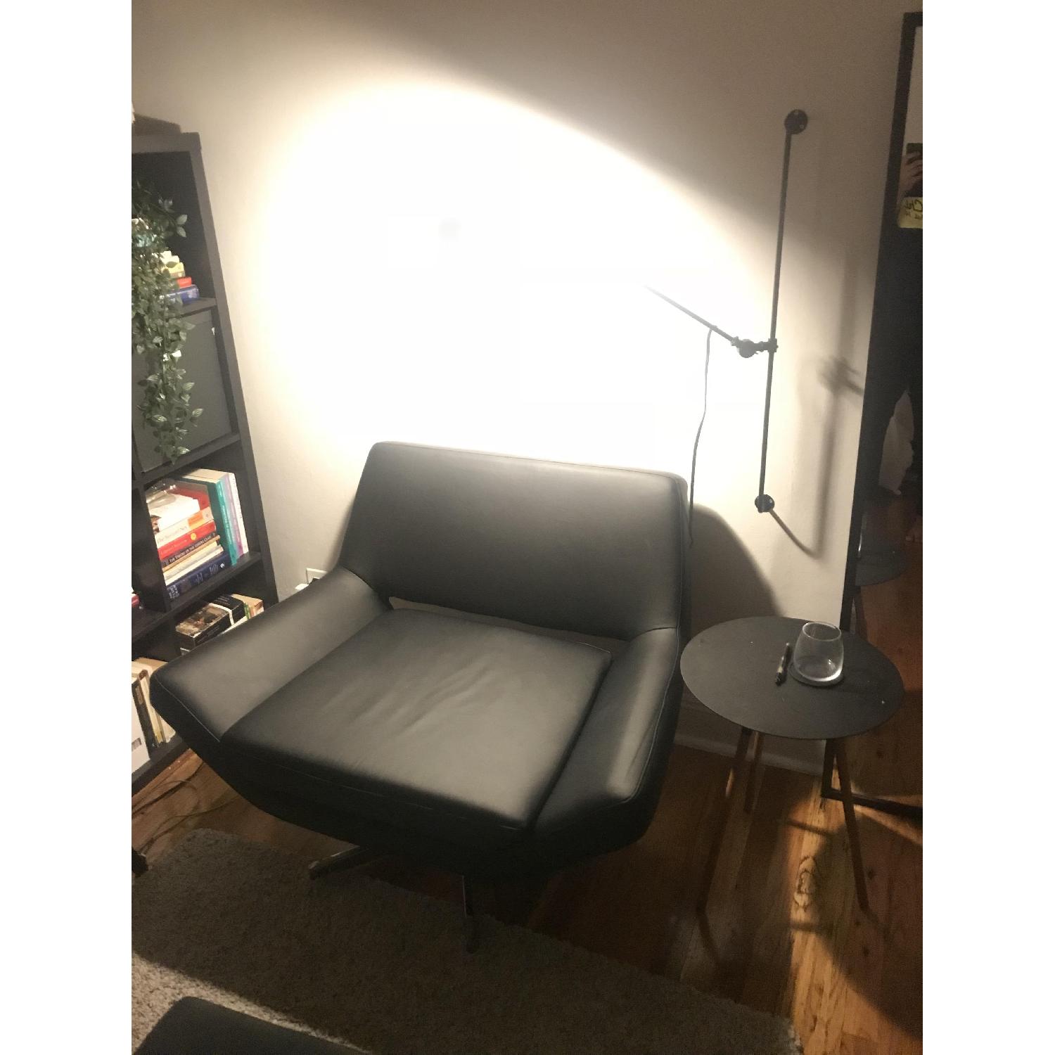 Wade Logan Black Leather Swivel Chair - image-6