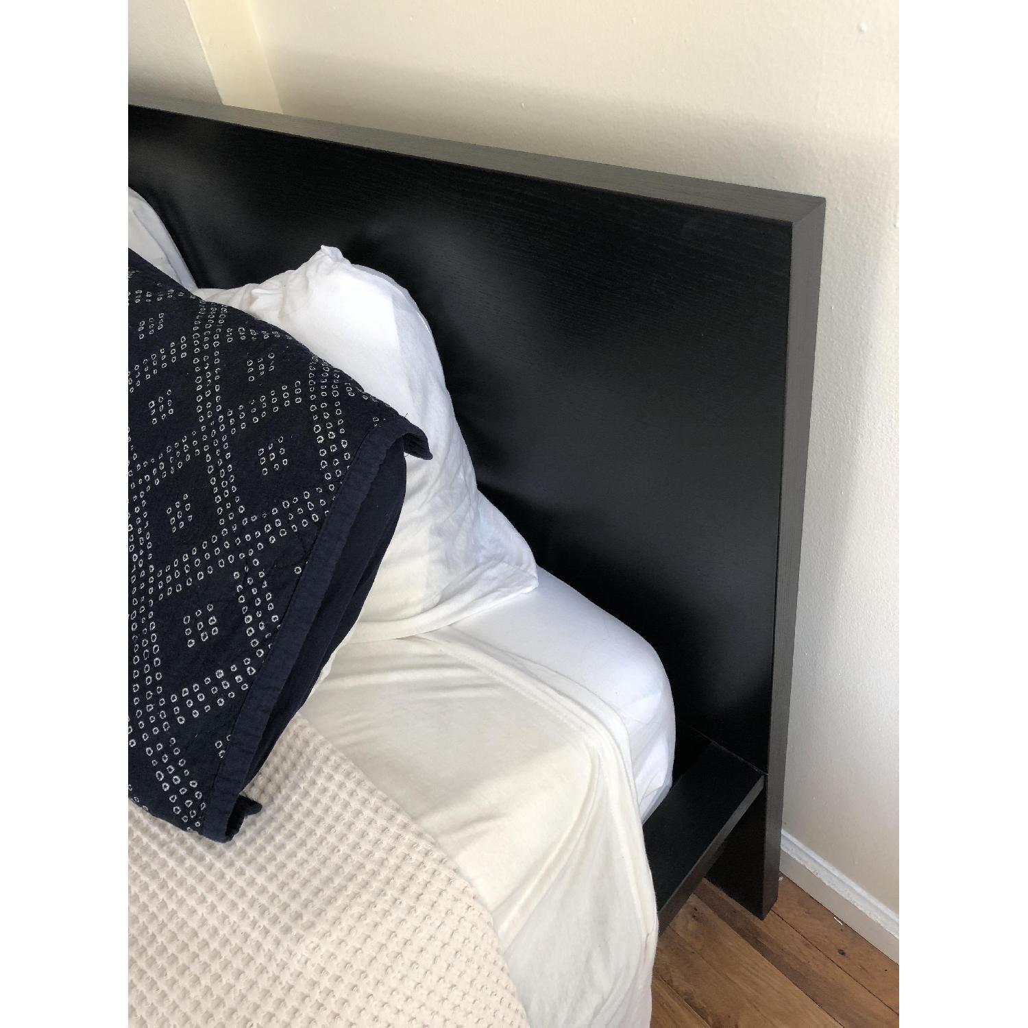 Ikea Malm Bed Frame w/ Luroy Slated Base in Black/Brown - image-3