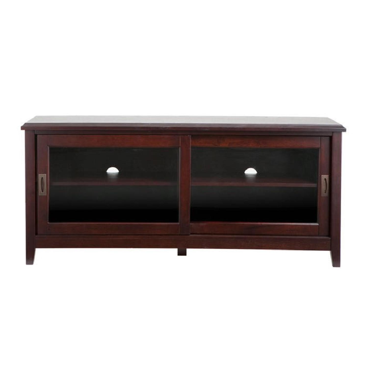 Crate & Barrel Media Cabinet w/ Sliding Glass Doors - AptDeco