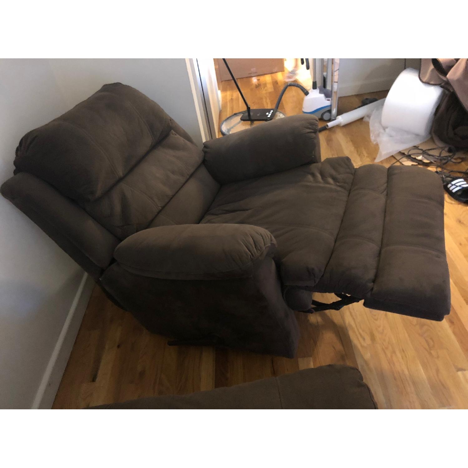 Bob's Brown Fabric Sofa + Matching Recliner Chair - image-5