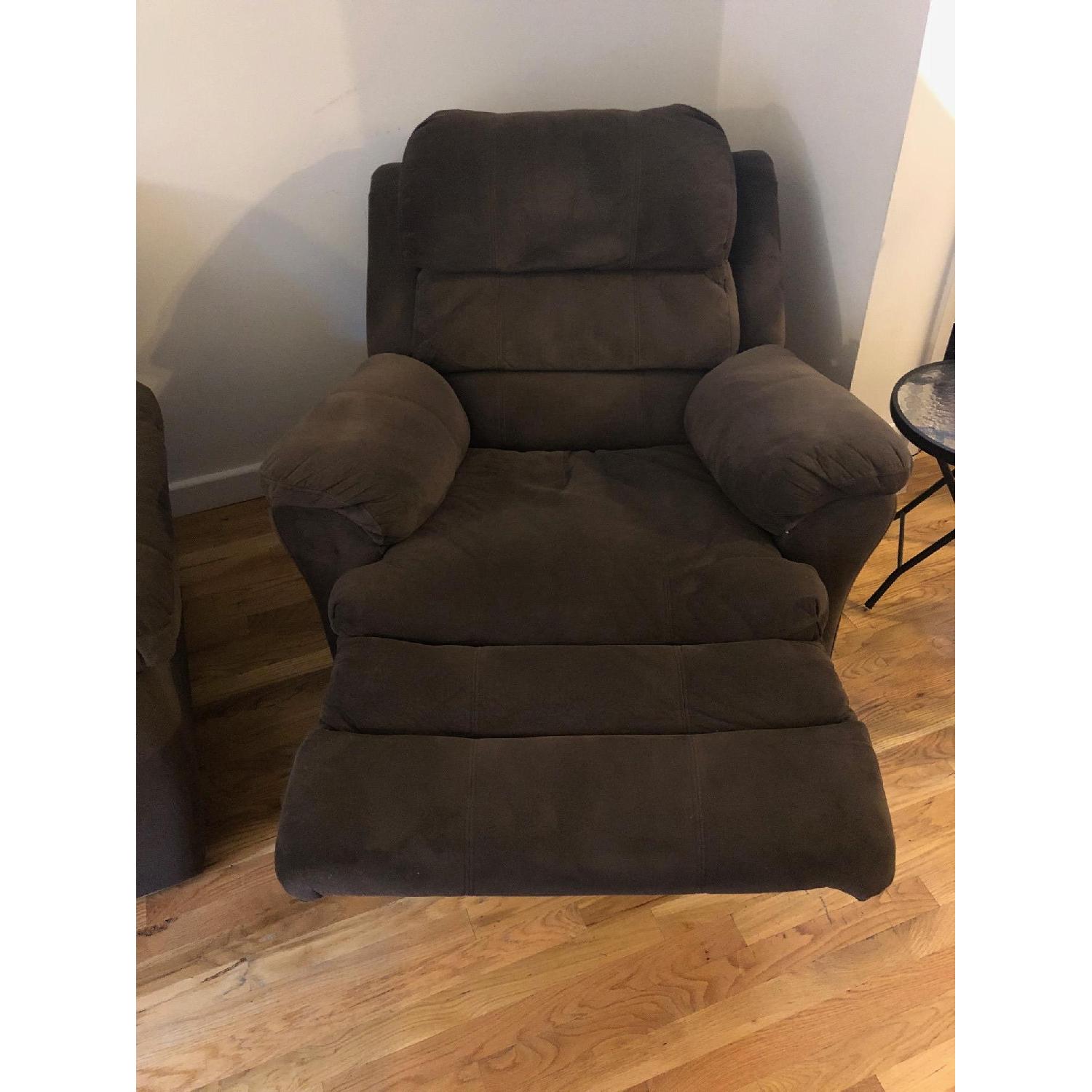 Bob's Brown Fabric Sofa + Matching Recliner Chair - image-6