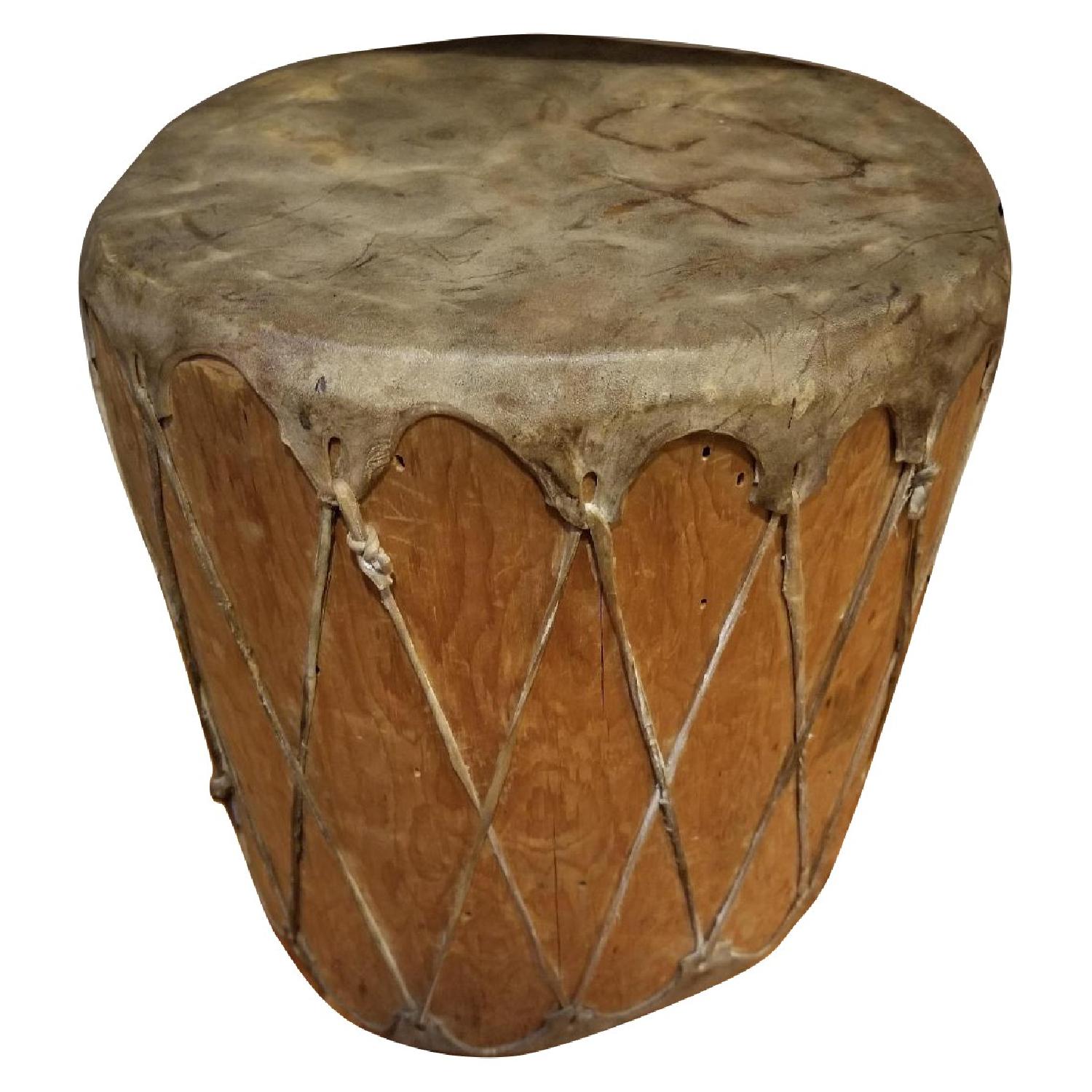 Vintage Native American Drum/Seat/Side Table - image-0