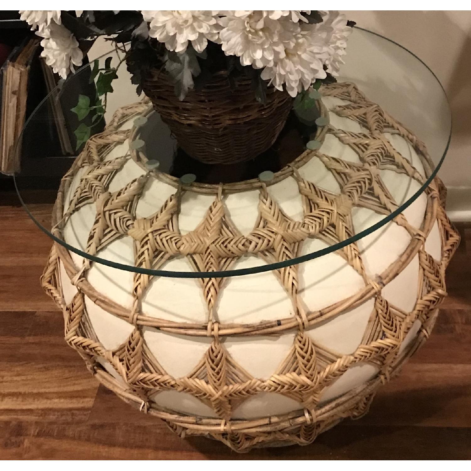 Pier 1 Glass Top Side Table AptDeco