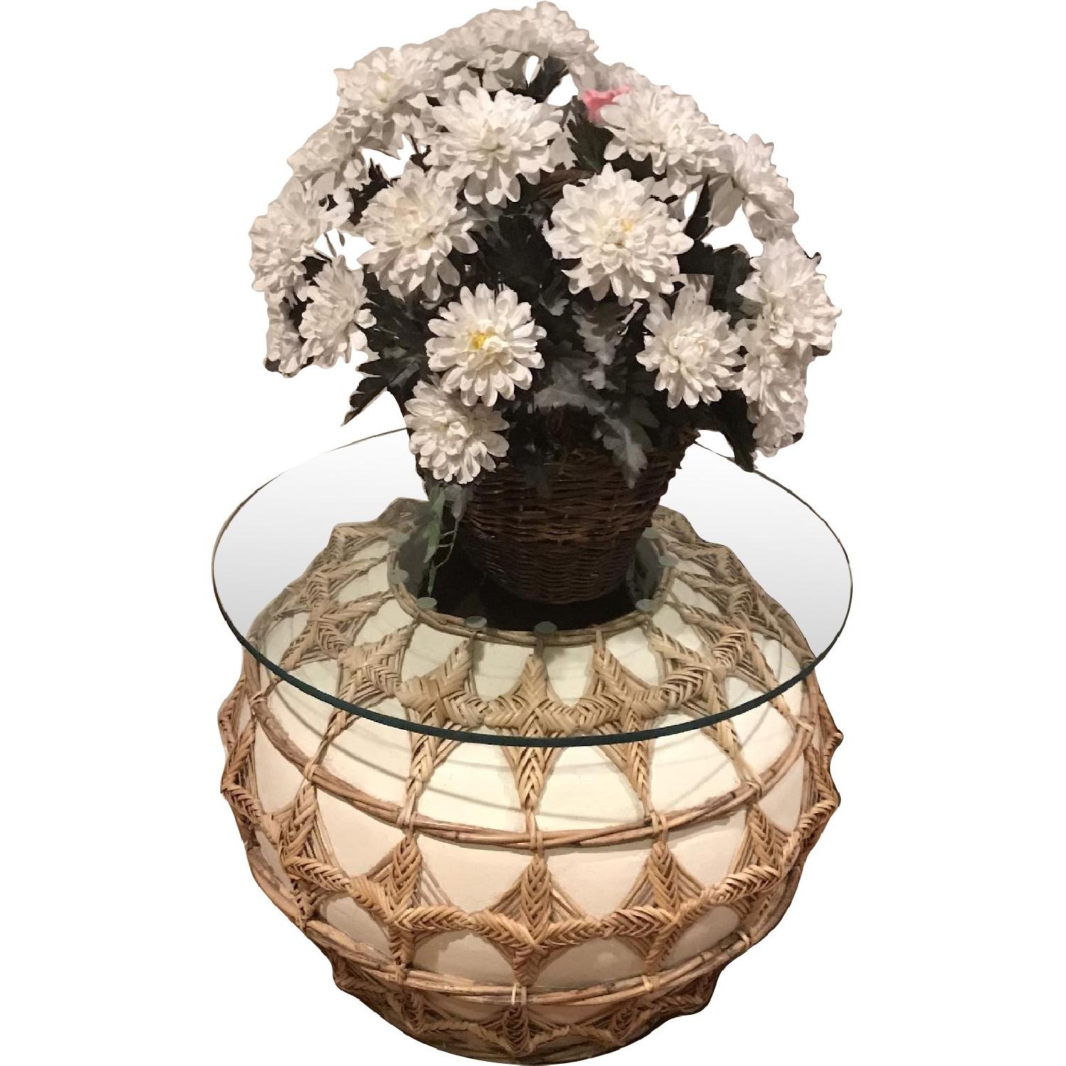 Pier 1 Glass Top Side Table AptDeco