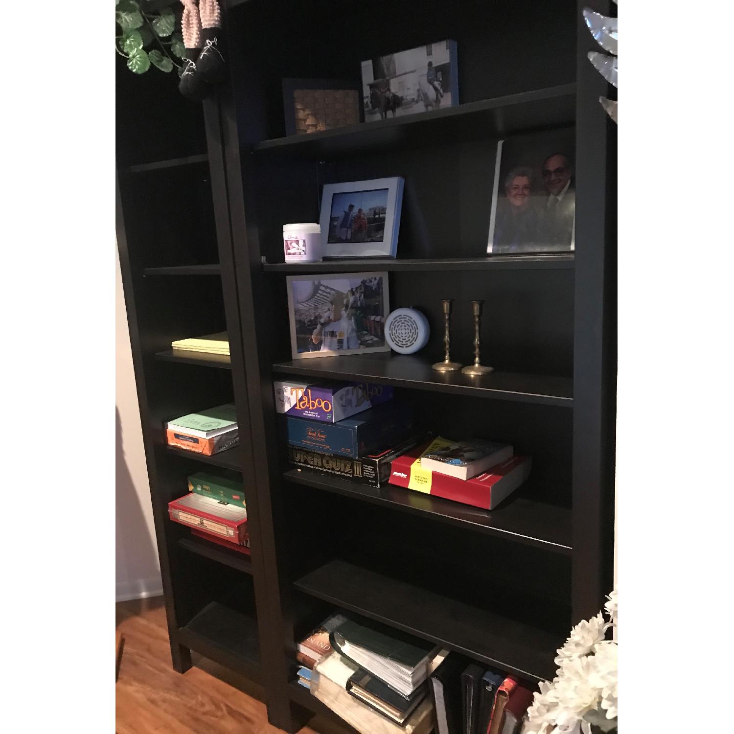 Ikea Hemnes Black Wood Bookcases AptDeco