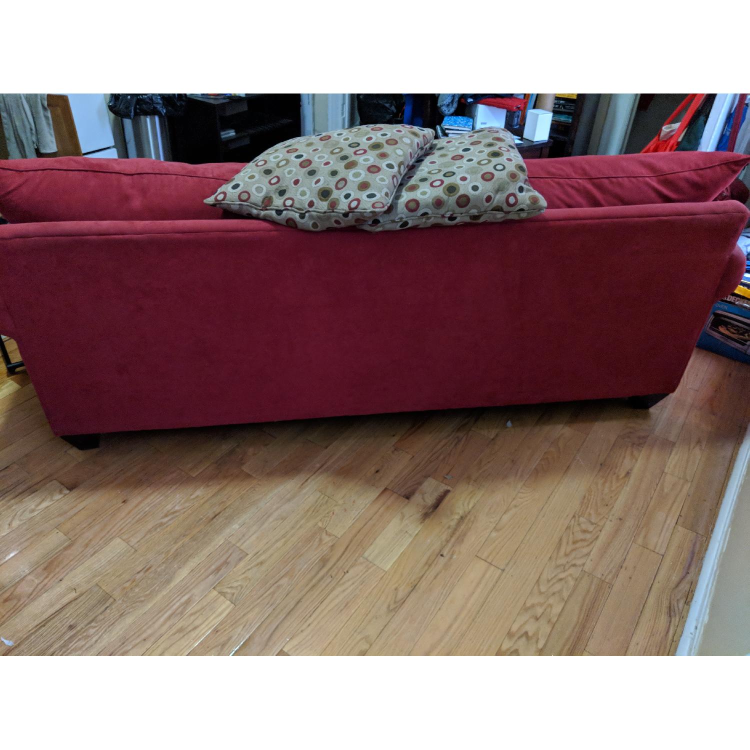Raymour & Flanigan Vegas Red Microfiber Sofa - image-4