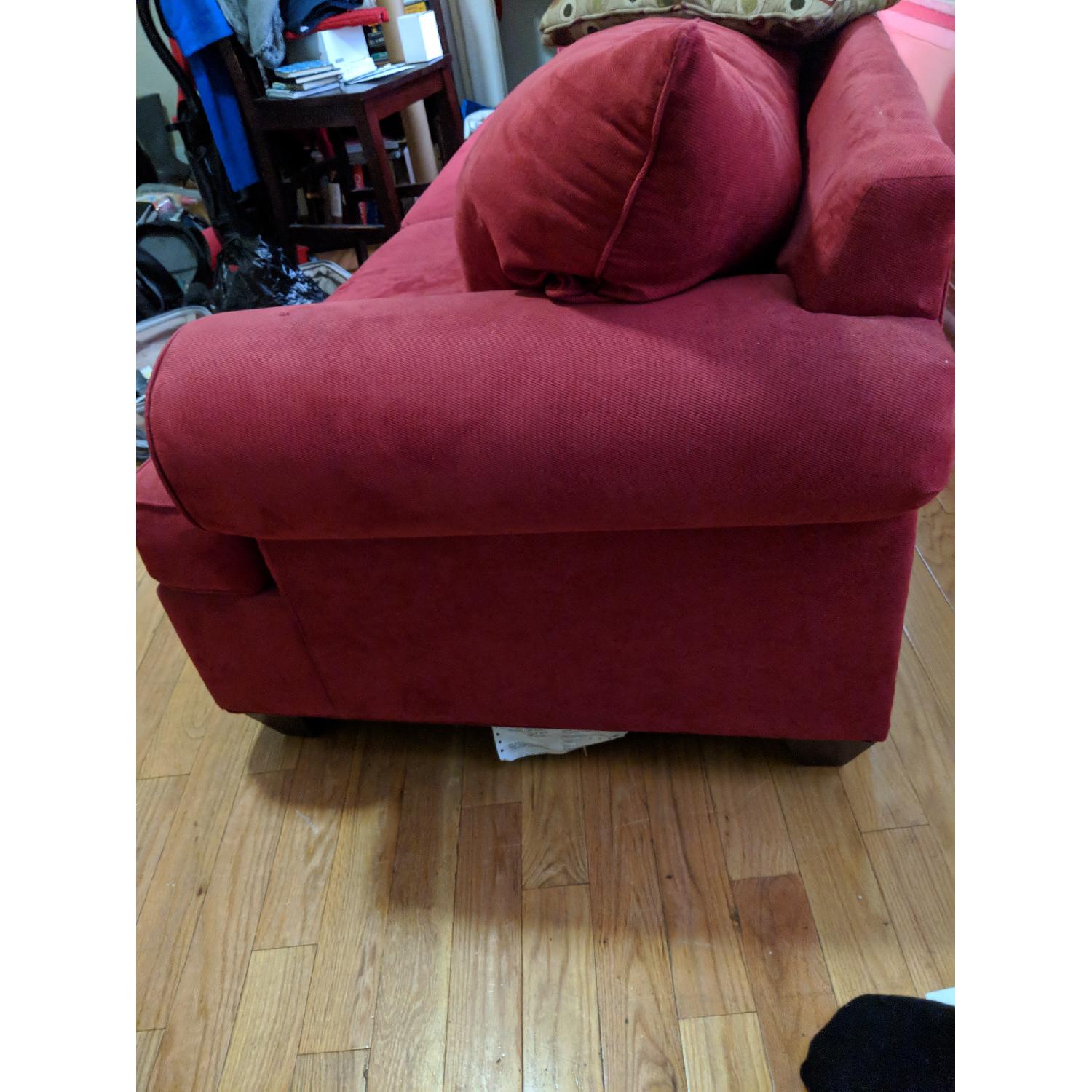 Raymour & Flanigan Vegas Red Microfiber Sofa - image-5