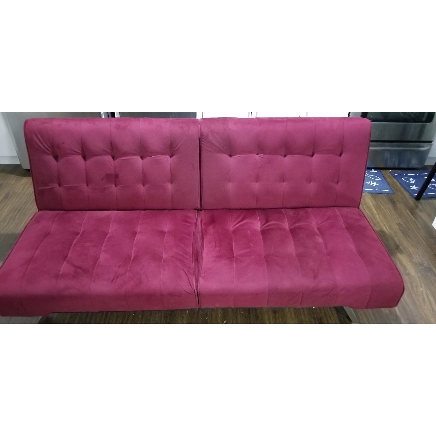 DHP Emily Burgundy Faux Leather Convertible Futon - image-1