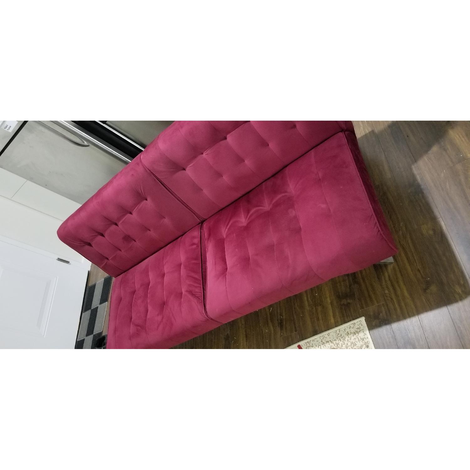 DHP Emily Burgundy Faux Leather Convertible Futon - image-2