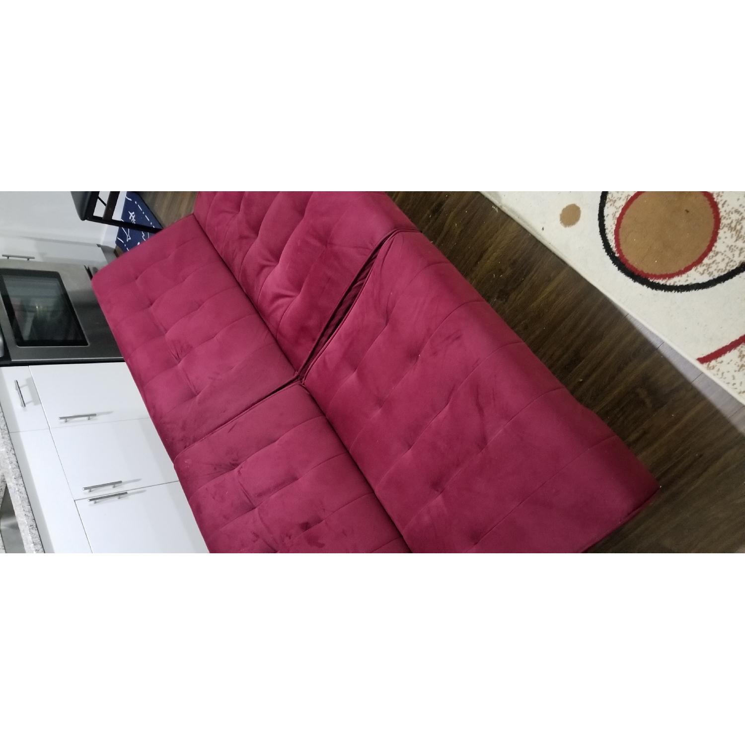DHP Emily Burgundy Faux Leather Convertible Futon - image-3