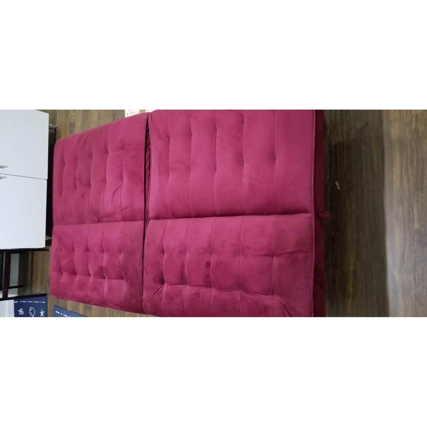 DHP Emily Burgundy Faux Leather Convertible Futon - image-4