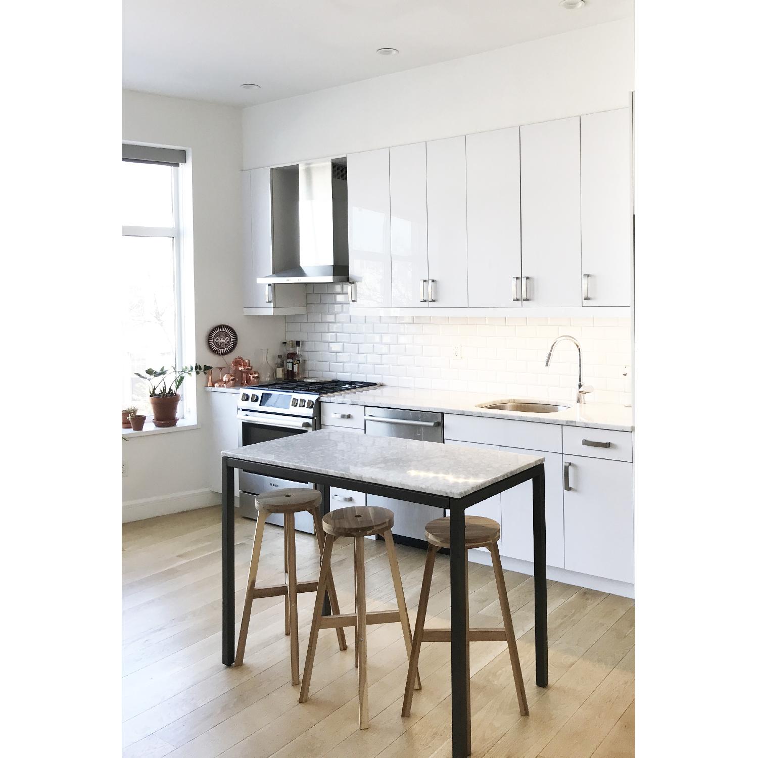 Crate & Barrel White Marble Top Counter-Height Dining Table - image-1