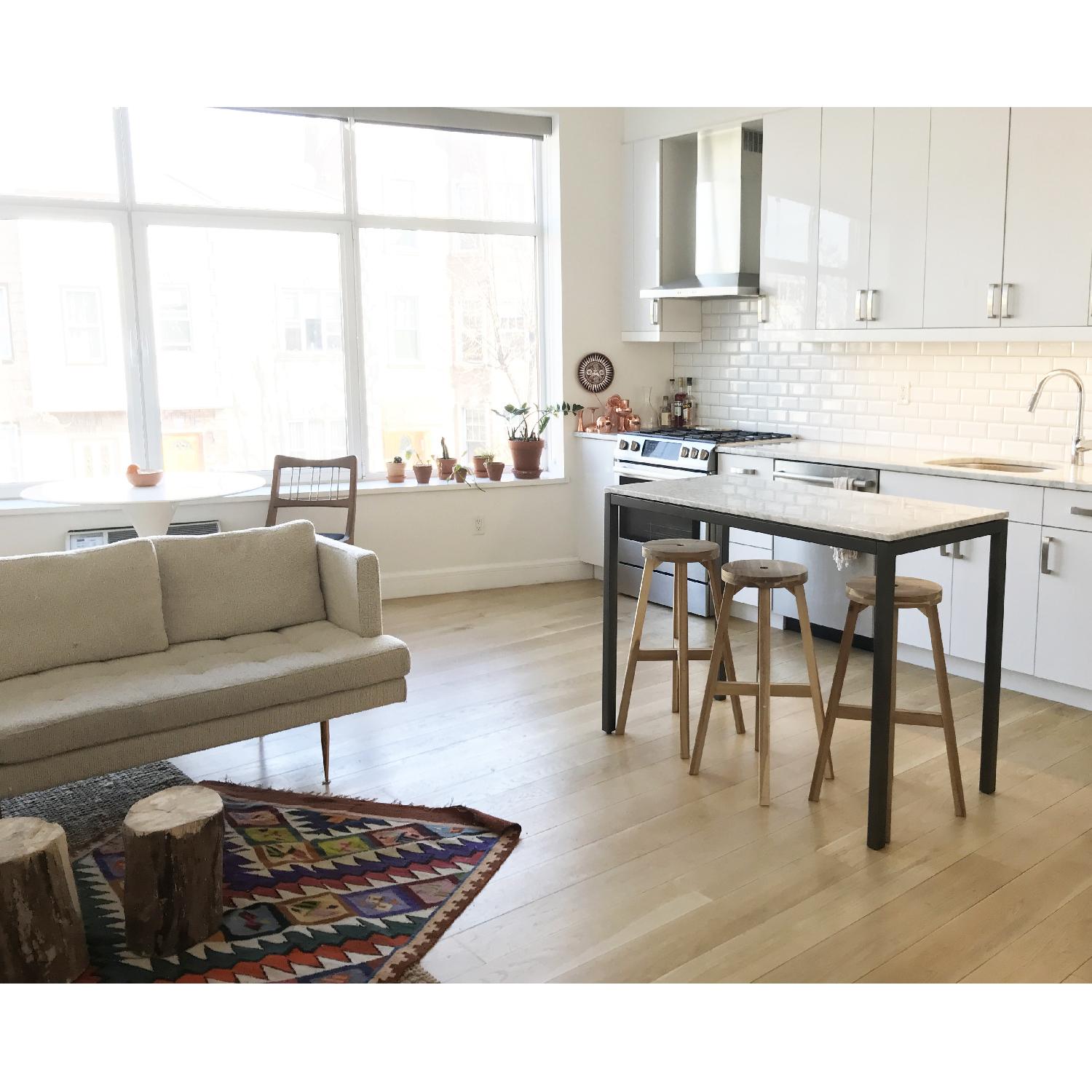 Crate & Barrel White Marble Top Counter-Height Dining Table - image-3