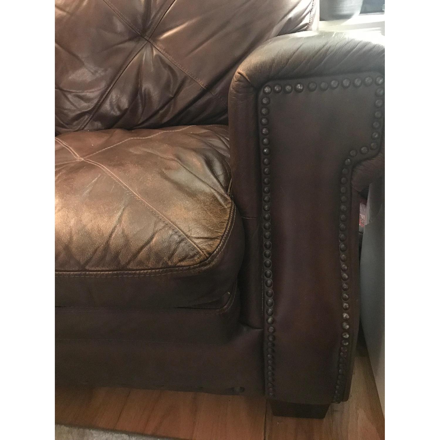 Bob's Kennedy Brown Leather Sleeper Sofa - image-3