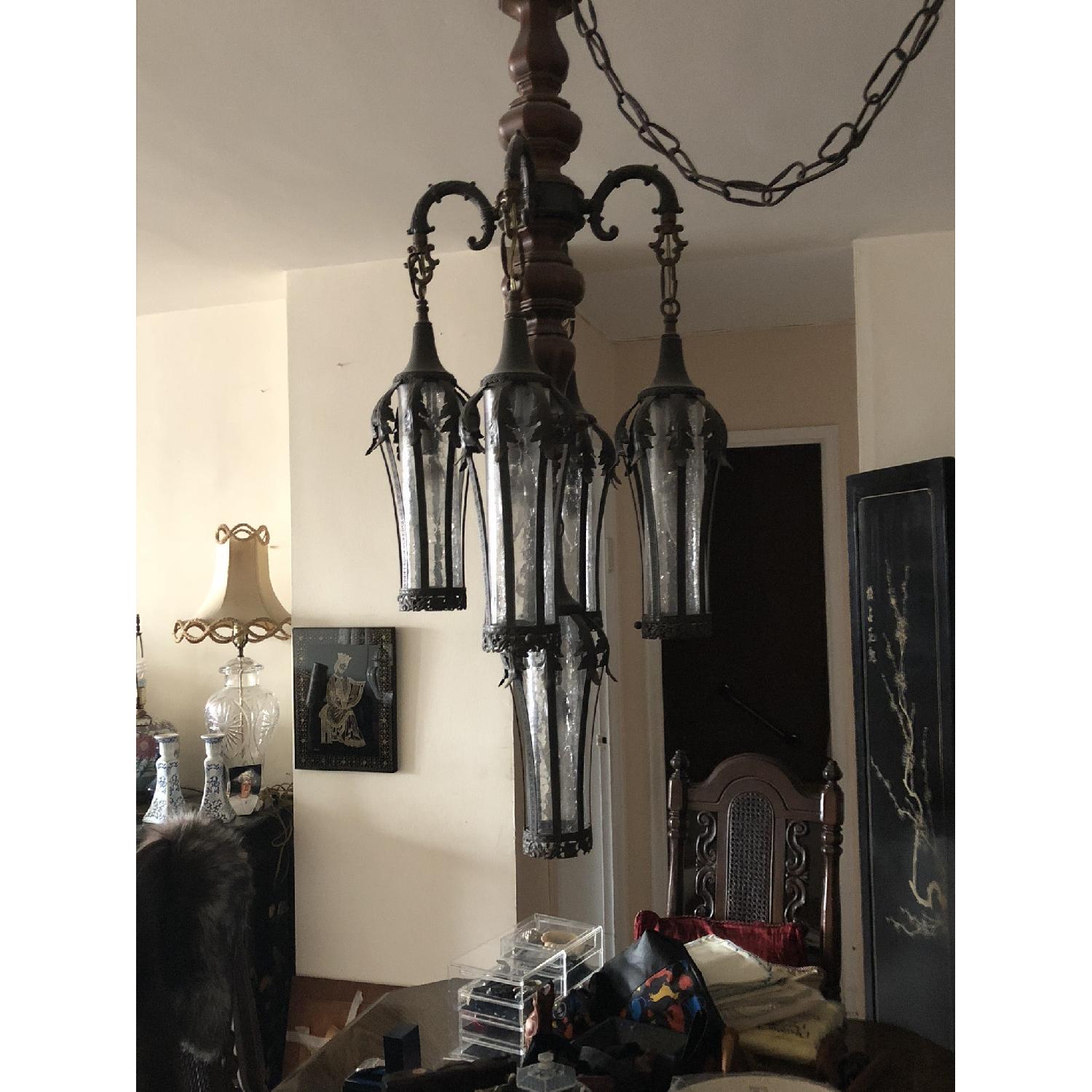 antique ceiling lamp and matching table lamps - image-0