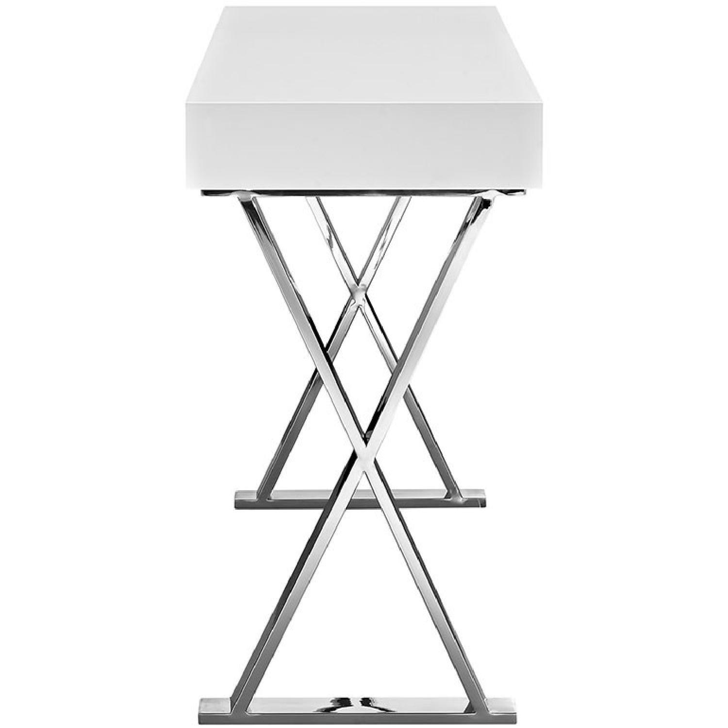 Modern Console Table in White & Polished Steel - image-2