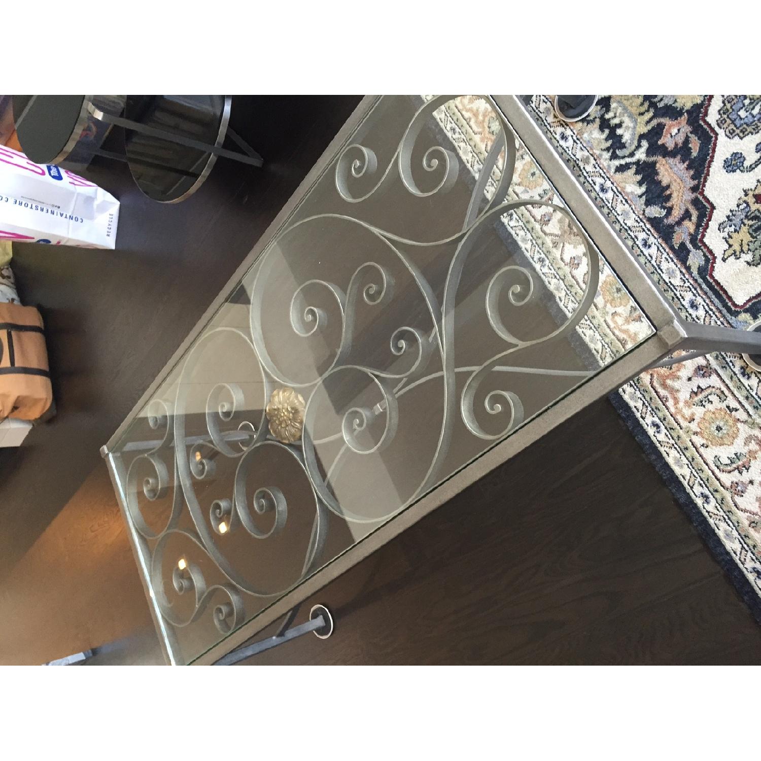 Ethan Allen Wrought Iron & Glass Coffee Table - image-2
