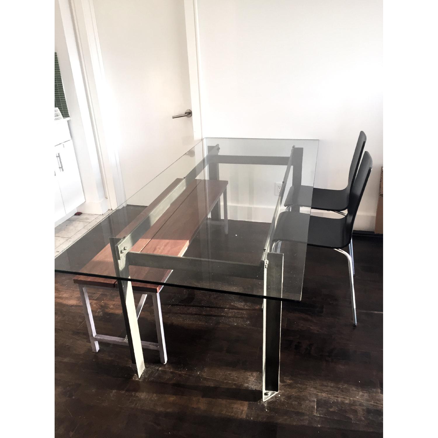 CB2 Glass Rectangular Dining Table - image-3