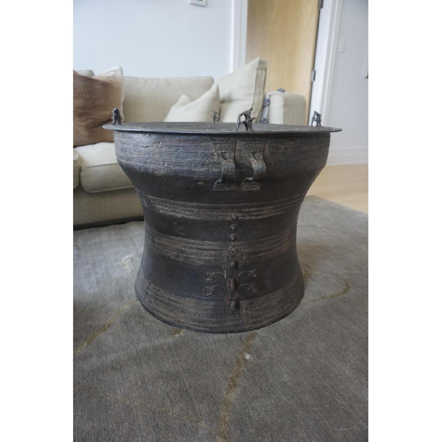 Antique Metal Drum Coffee Table/Ottoman AptDeco