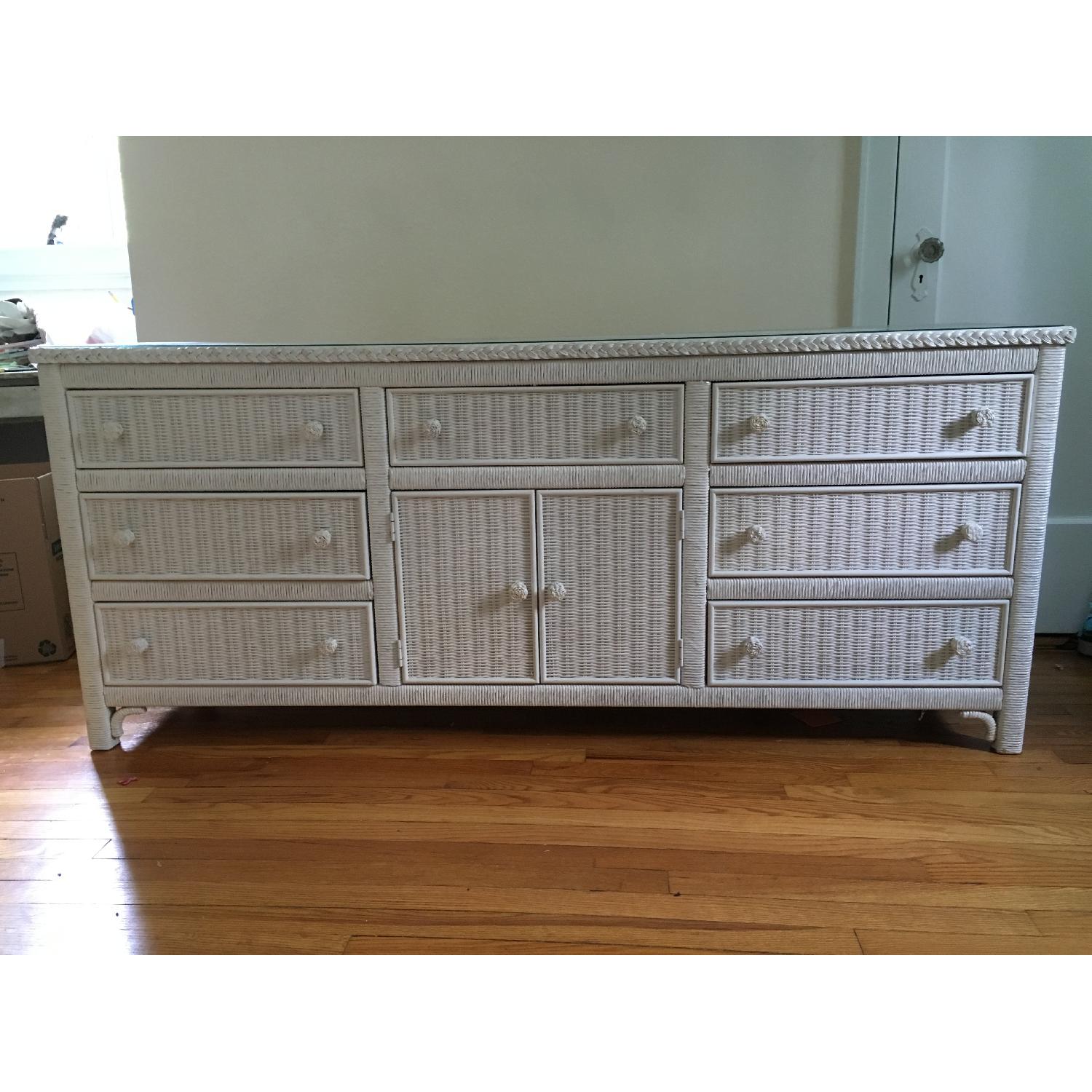 Vintage Henry Link White Wicker Dresser - image-1