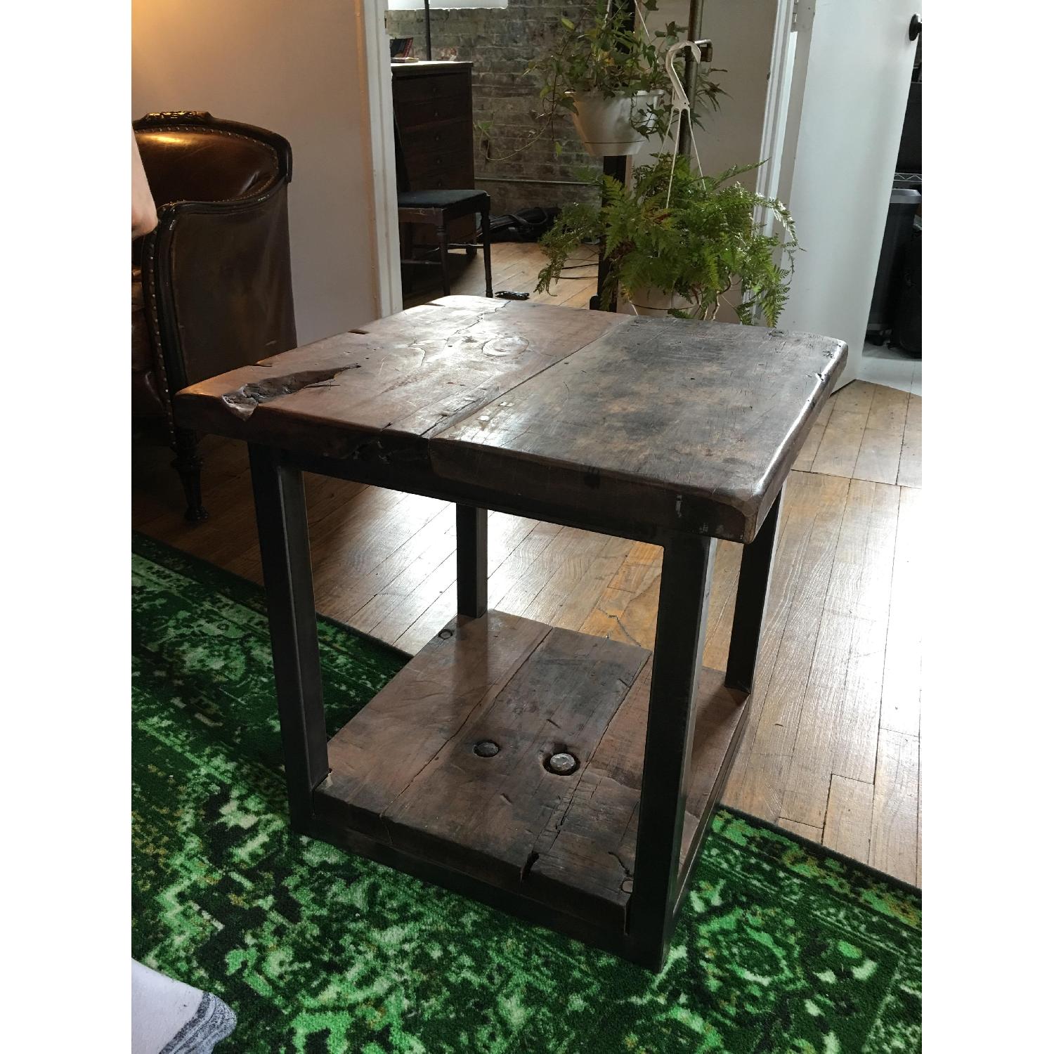 Sundance Catalog Wooden Industrial Side Table AptDeco