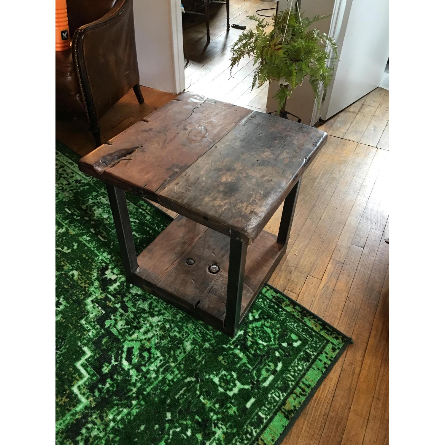 Sundance Catalog Wooden Industrial Side Table AptDeco