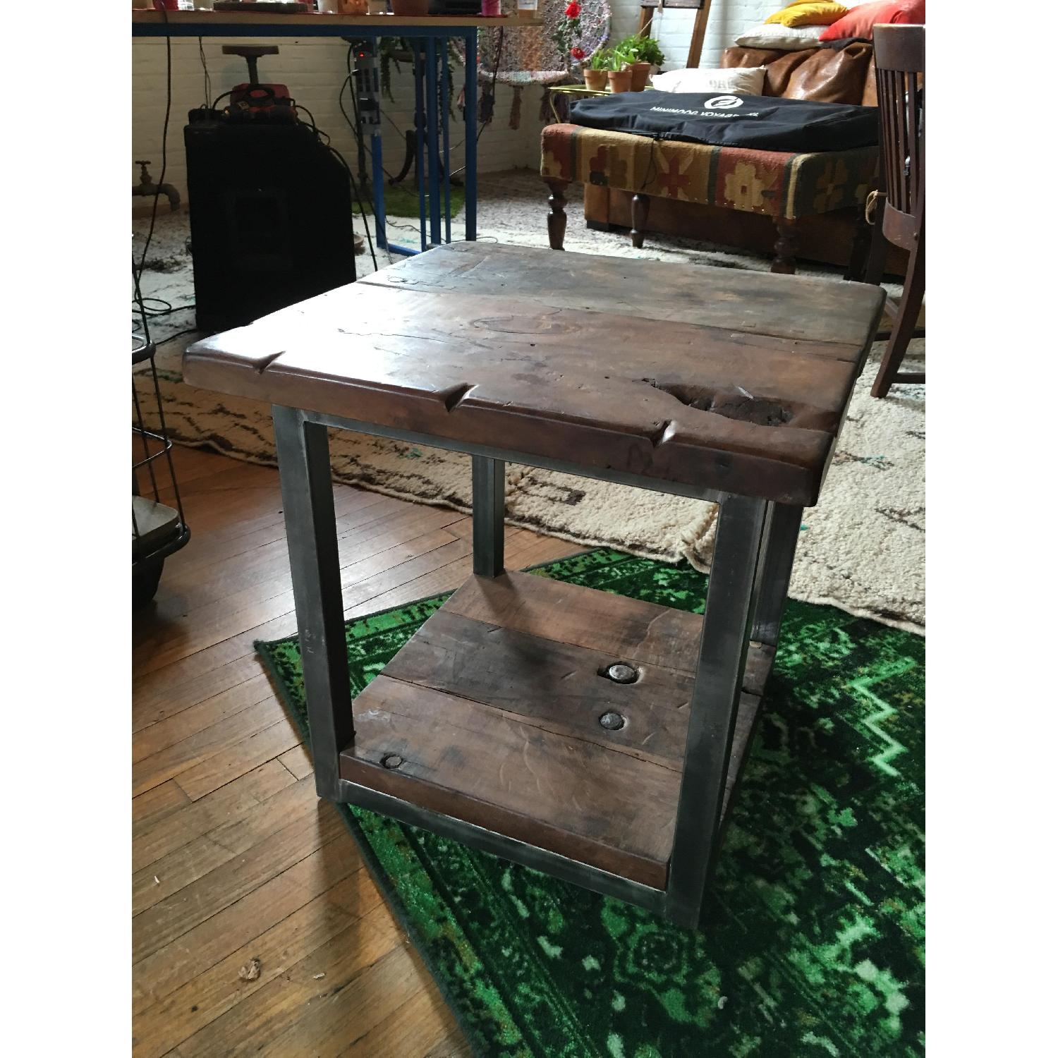 Sundance Catalog Wooden Industrial Side Table AptDeco